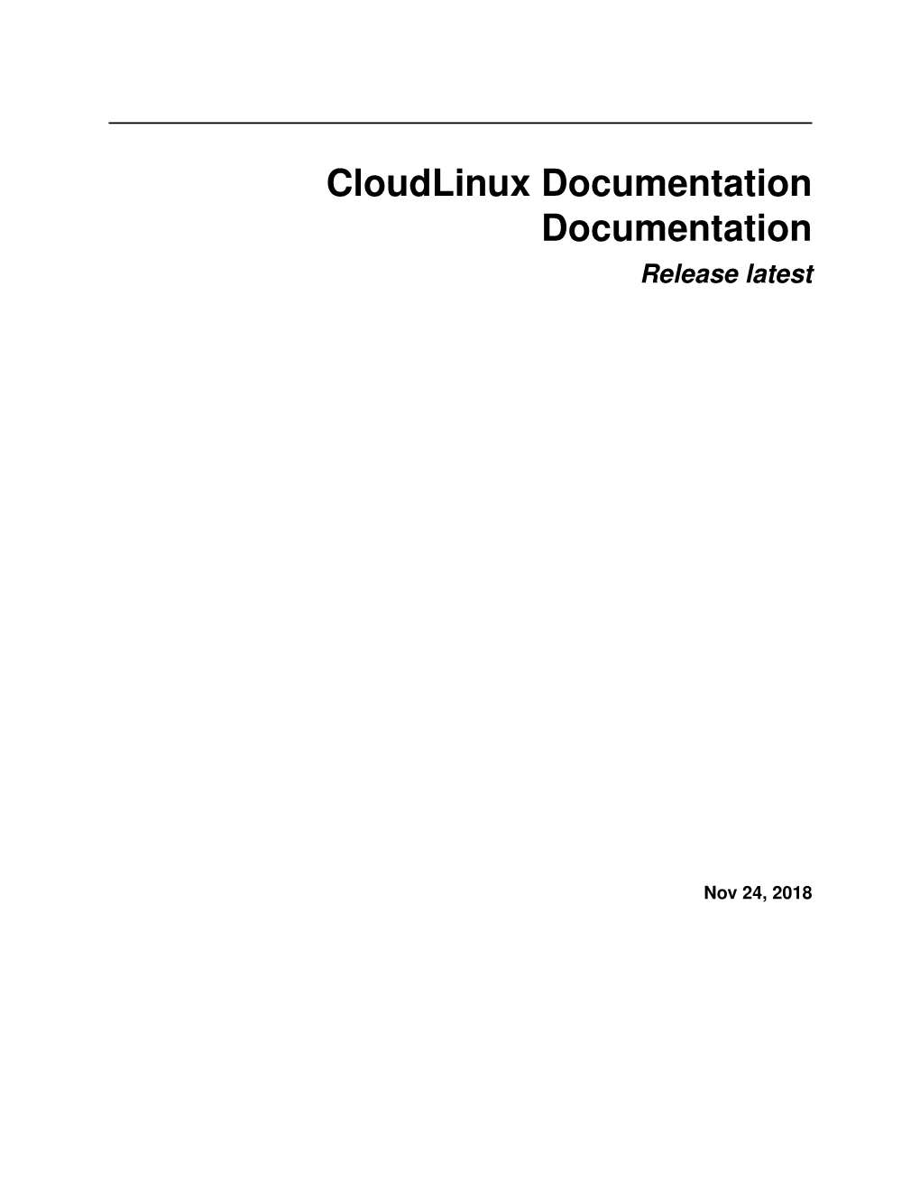 Cloudlinux Documentation Documentation Release Latest