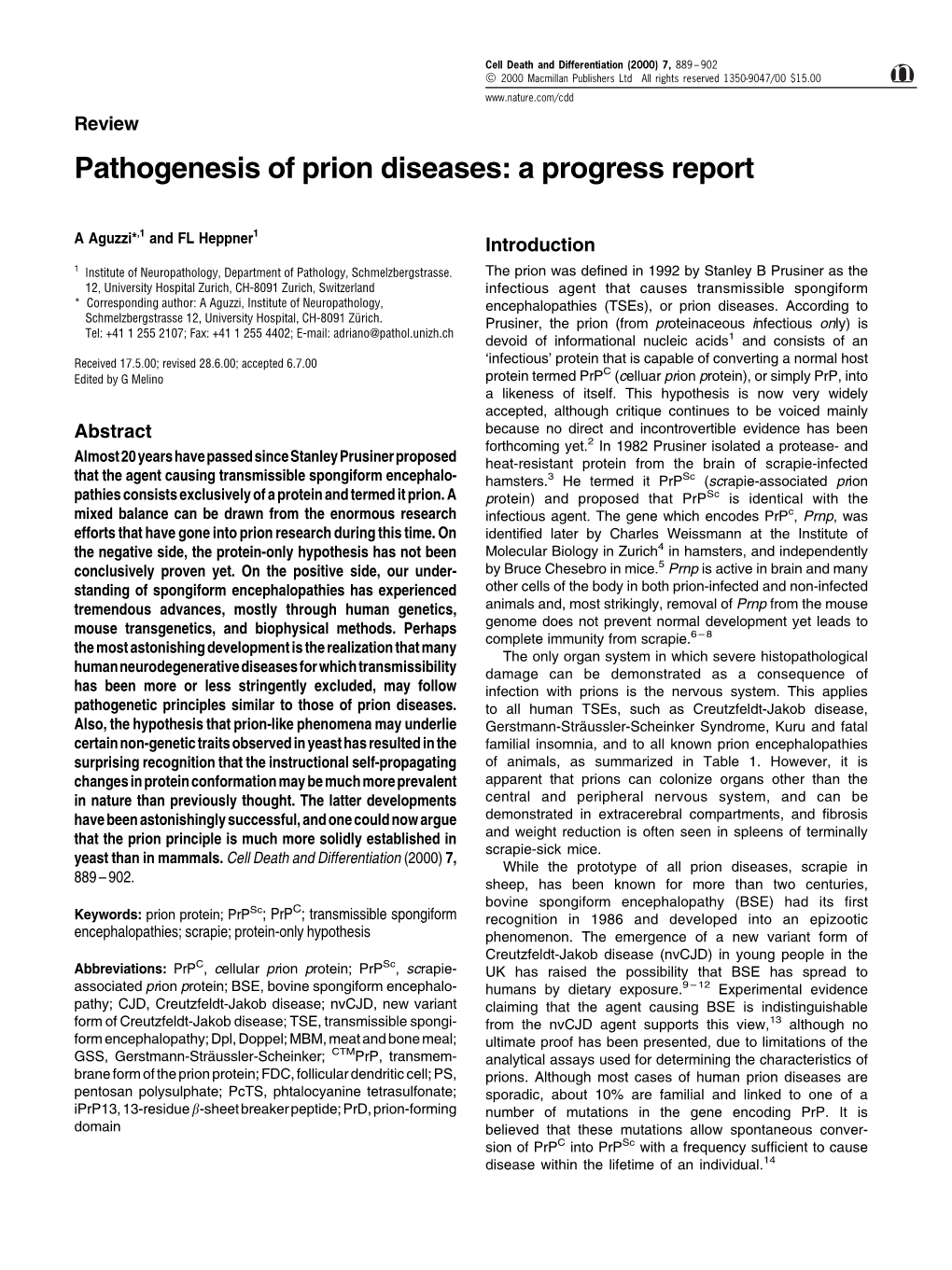 Pathogenesis of Prion Diseases: a Progress Report