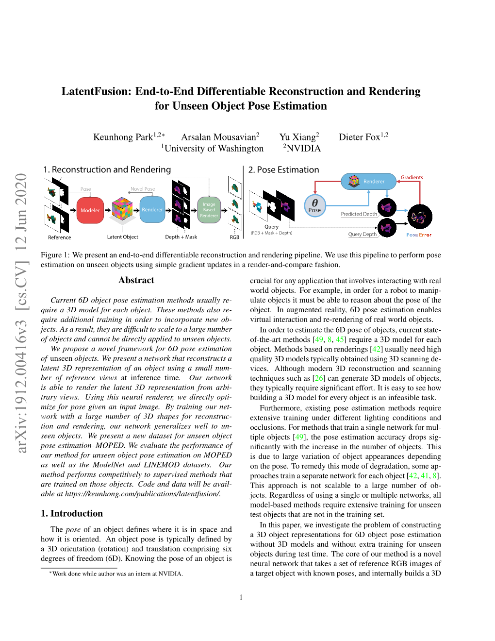 End-To-End Differentiable Reconstruction and Rendering for Unseen Object Pose Estimation