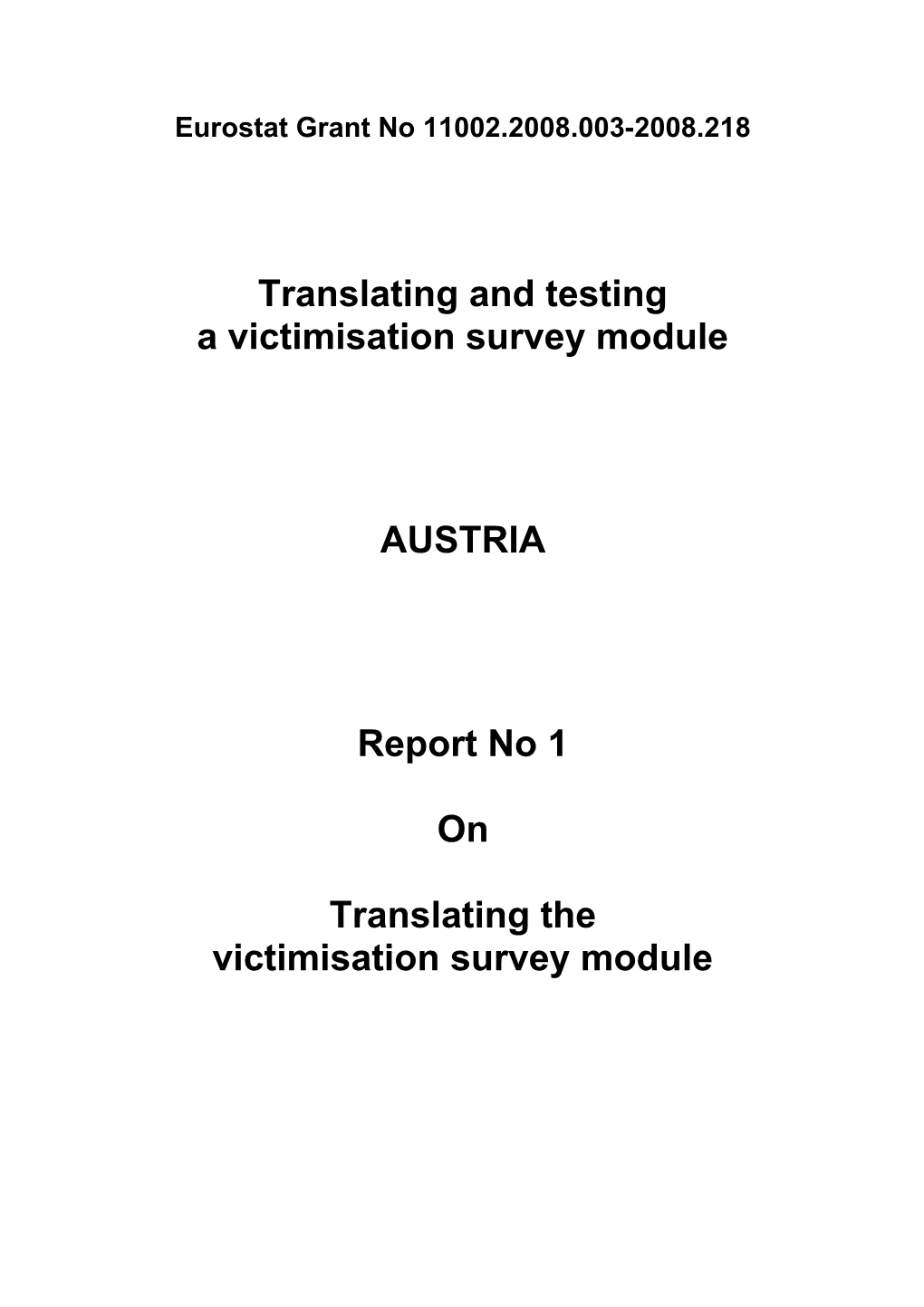 Eurostat Grant No 11002