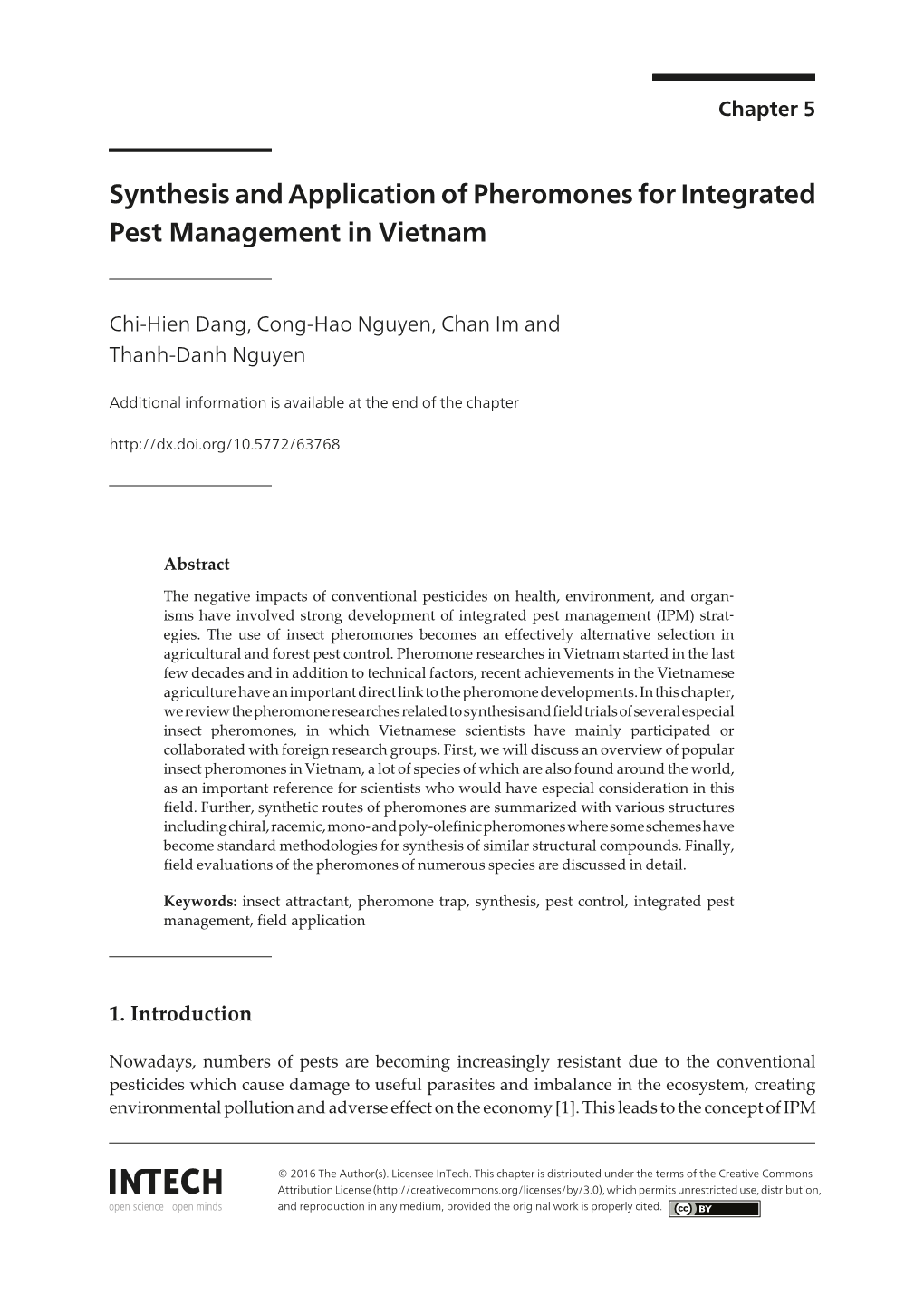 Synthesis and Application of Pheromones for Integrated Pest Management in Vietnam