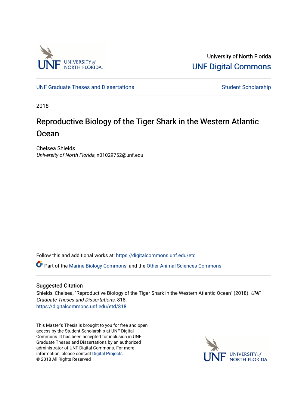 Reproductive Biology of the Tiger Shark in the Western Atlantic Ocean