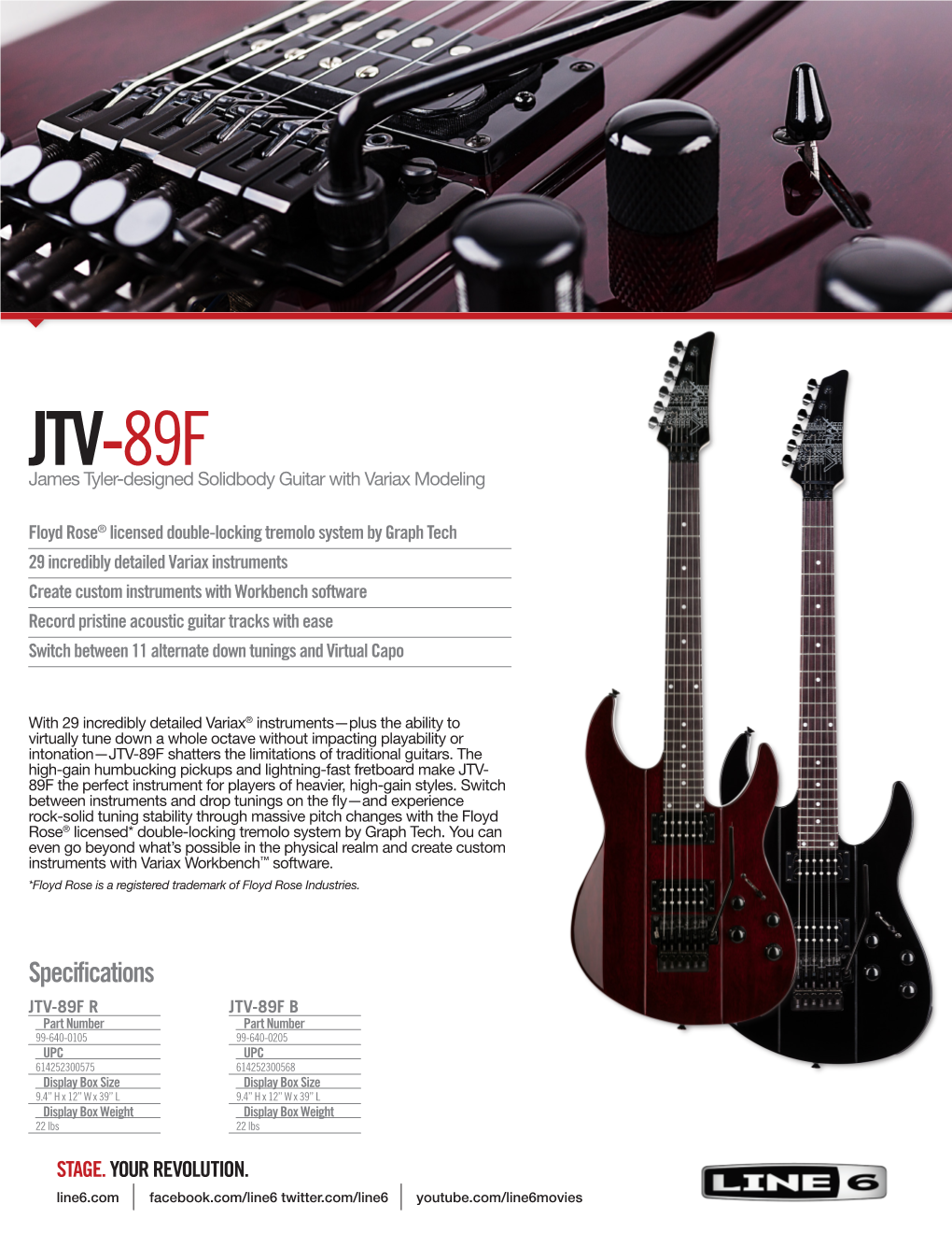 JTV-89F James Tyler-Designed Solidbody Guitar with Variax Modeling