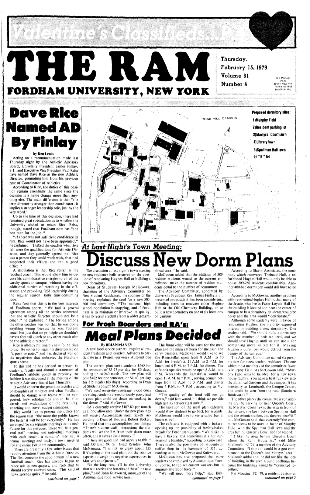 Discuss New Dorm Plans a Stipulation Is That Rice Resign As the the Discussion at Last Night's Town Meeting Phical Area," He Said