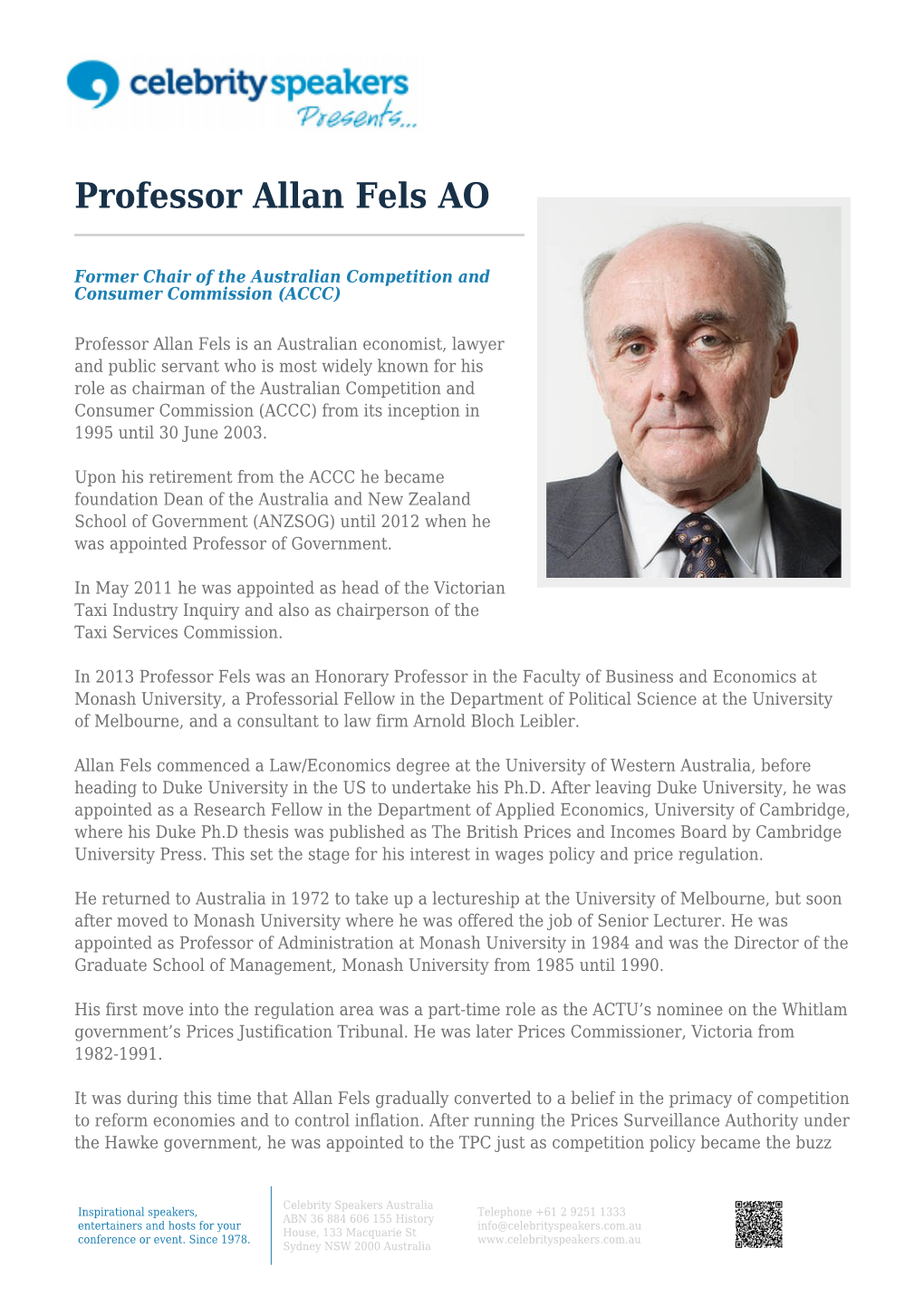 Professor Allan Fels AO