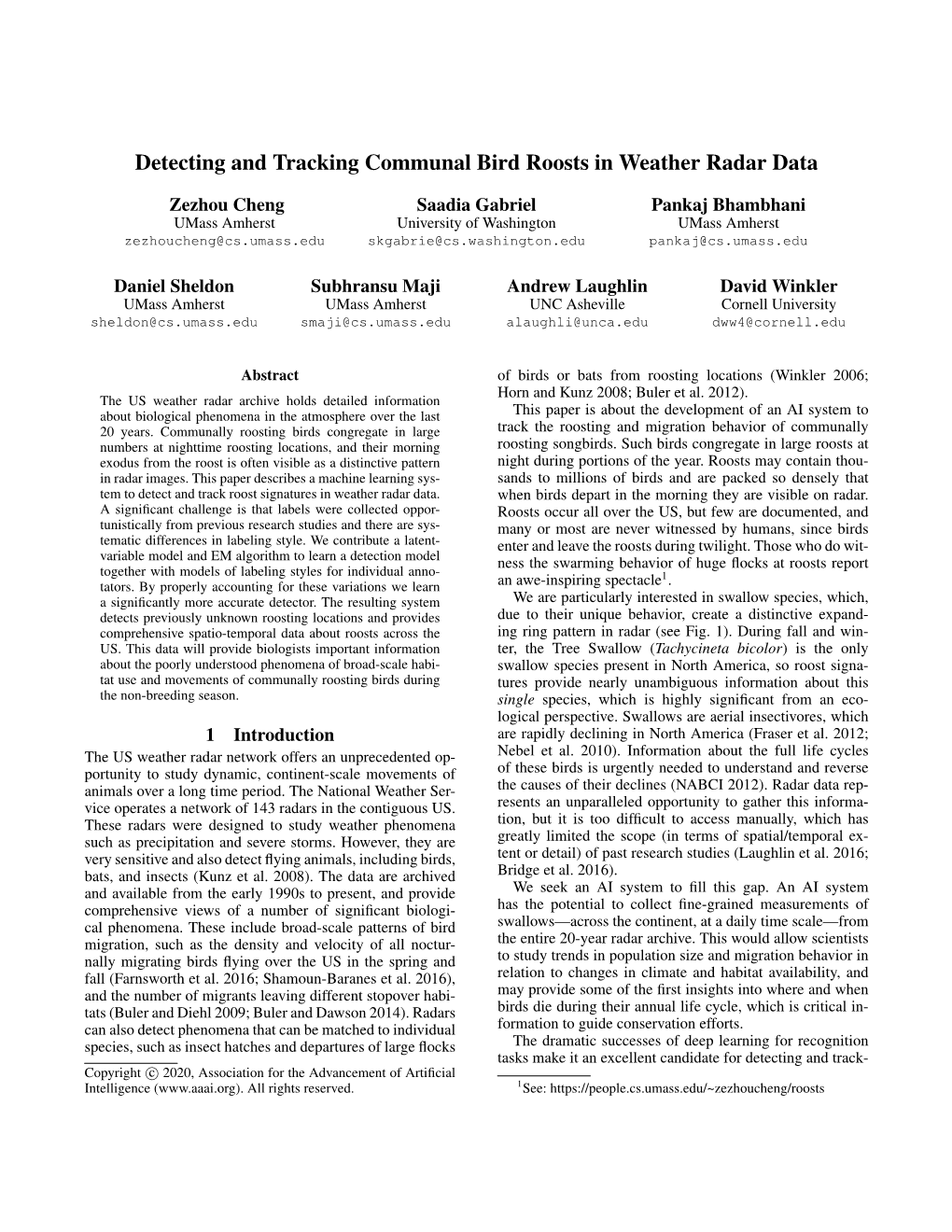 Detecting and Tracking Communal Bird Roosts in Weather Radar Data