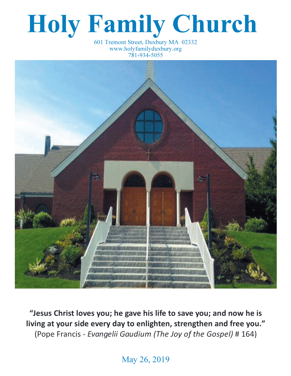 Holy Family Church! 601 Tremont Street, Duxbury MA 02332 ! ! 781 934 5055 !