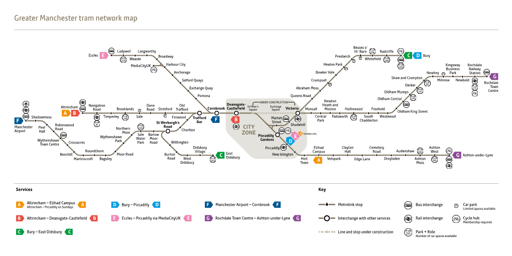 Greater Manchester Tram Network Map