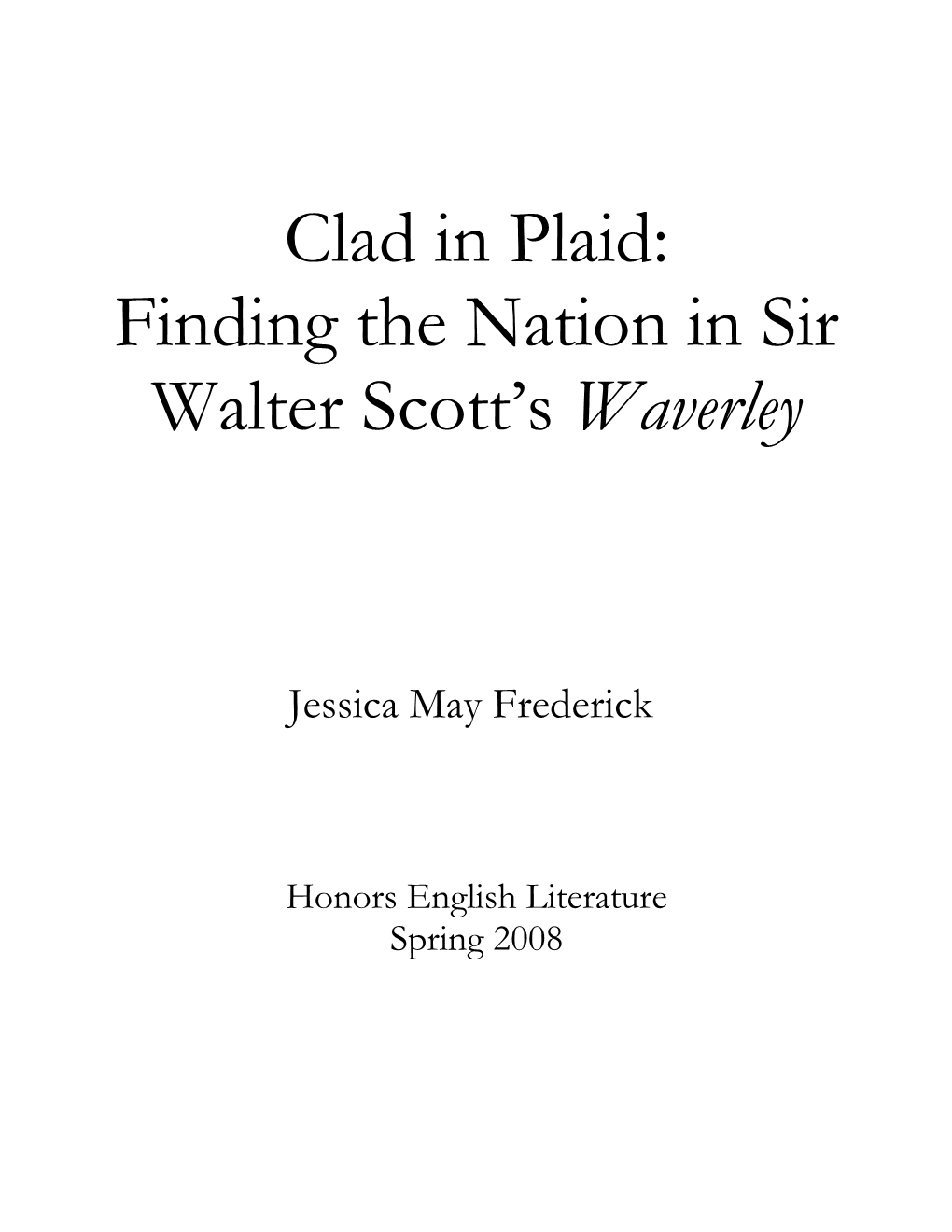 Finding the Nation in Sir Walter Scott's Waverley