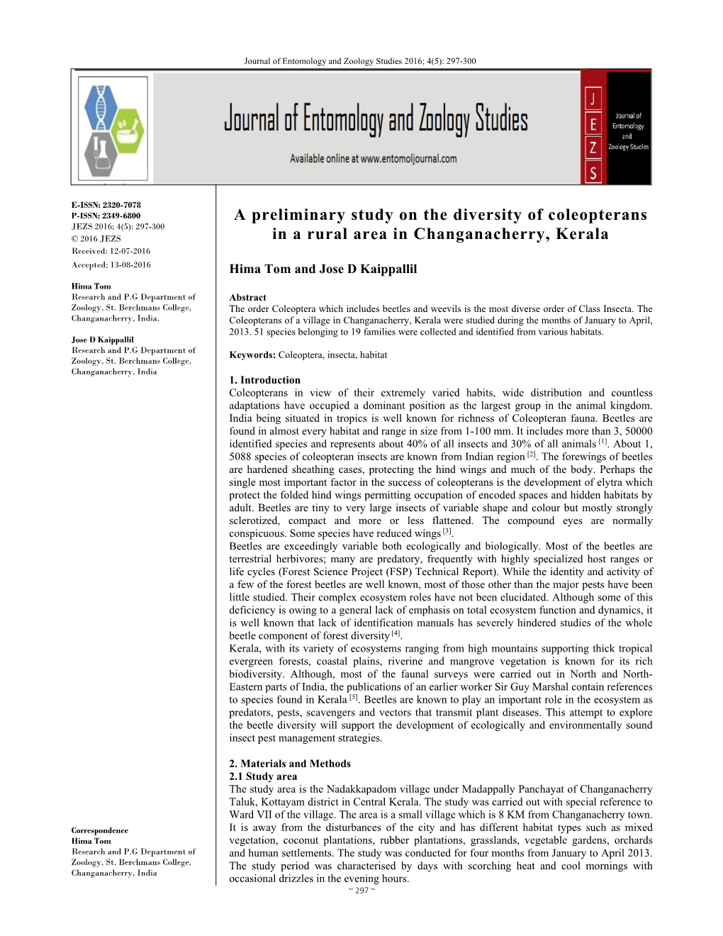 A Preliminary Study on the Diversity of Coleopterans in a Rural Area In