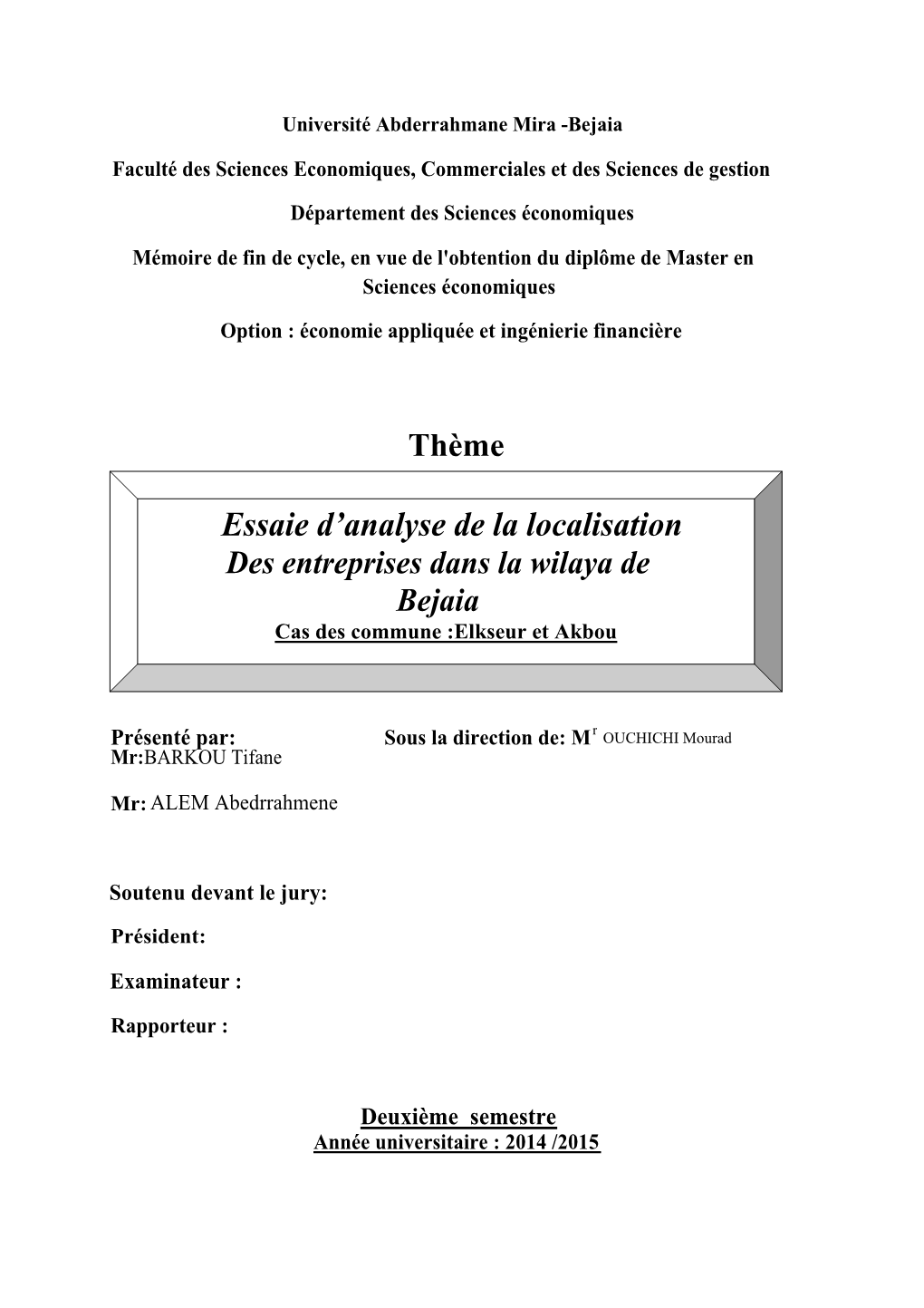 Essaie D'analyse De La Localisation