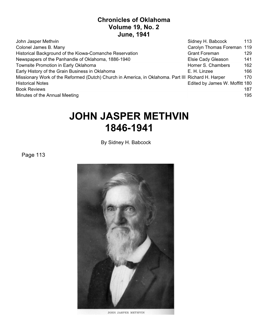 John Jasper Methvin 1846-1941