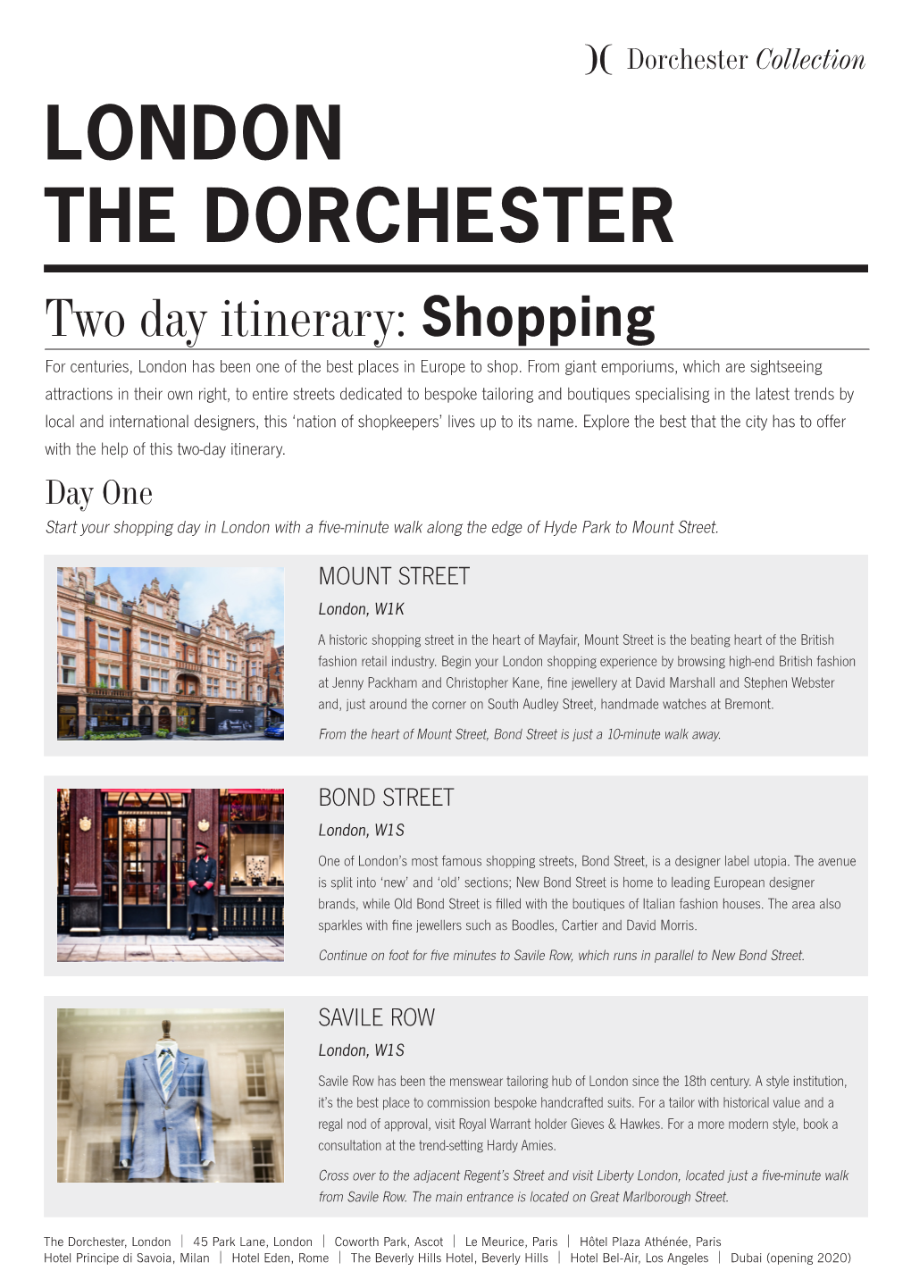 LONDON the DORCHESTER Two Day Itinerary: Shopping for Centuries, London Has Been One of the Best Places in Europe to Shop