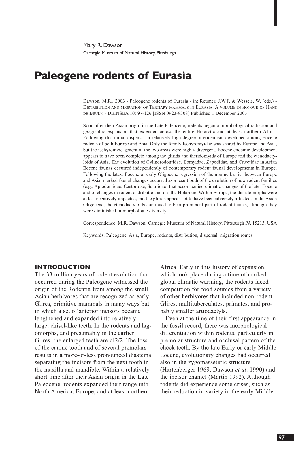 Paleogene Rodents of Eurasia