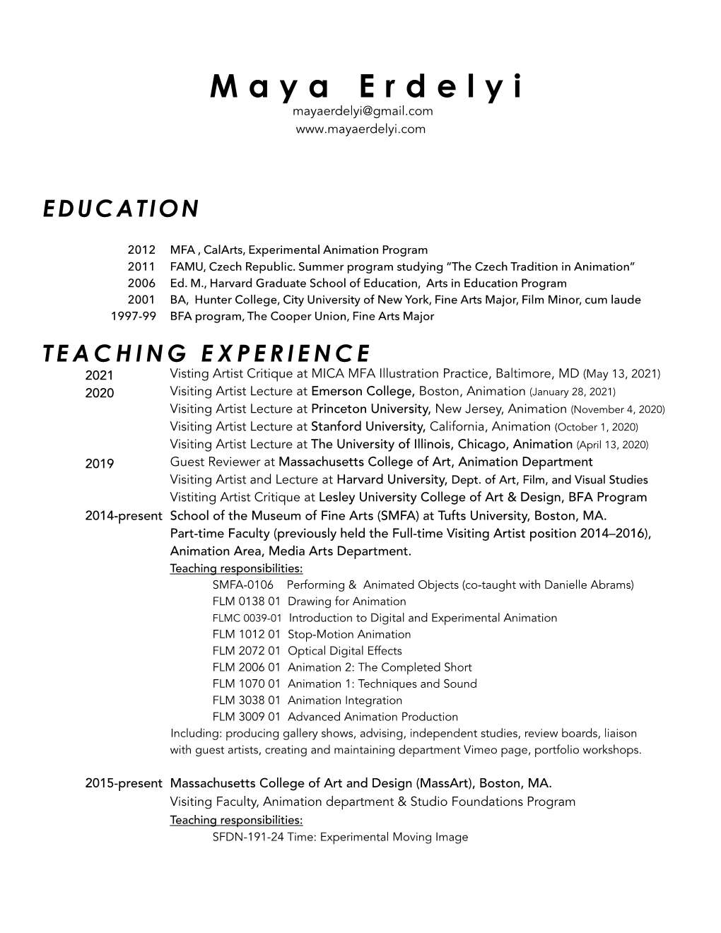 Maya Erdelyi-Perez's CV