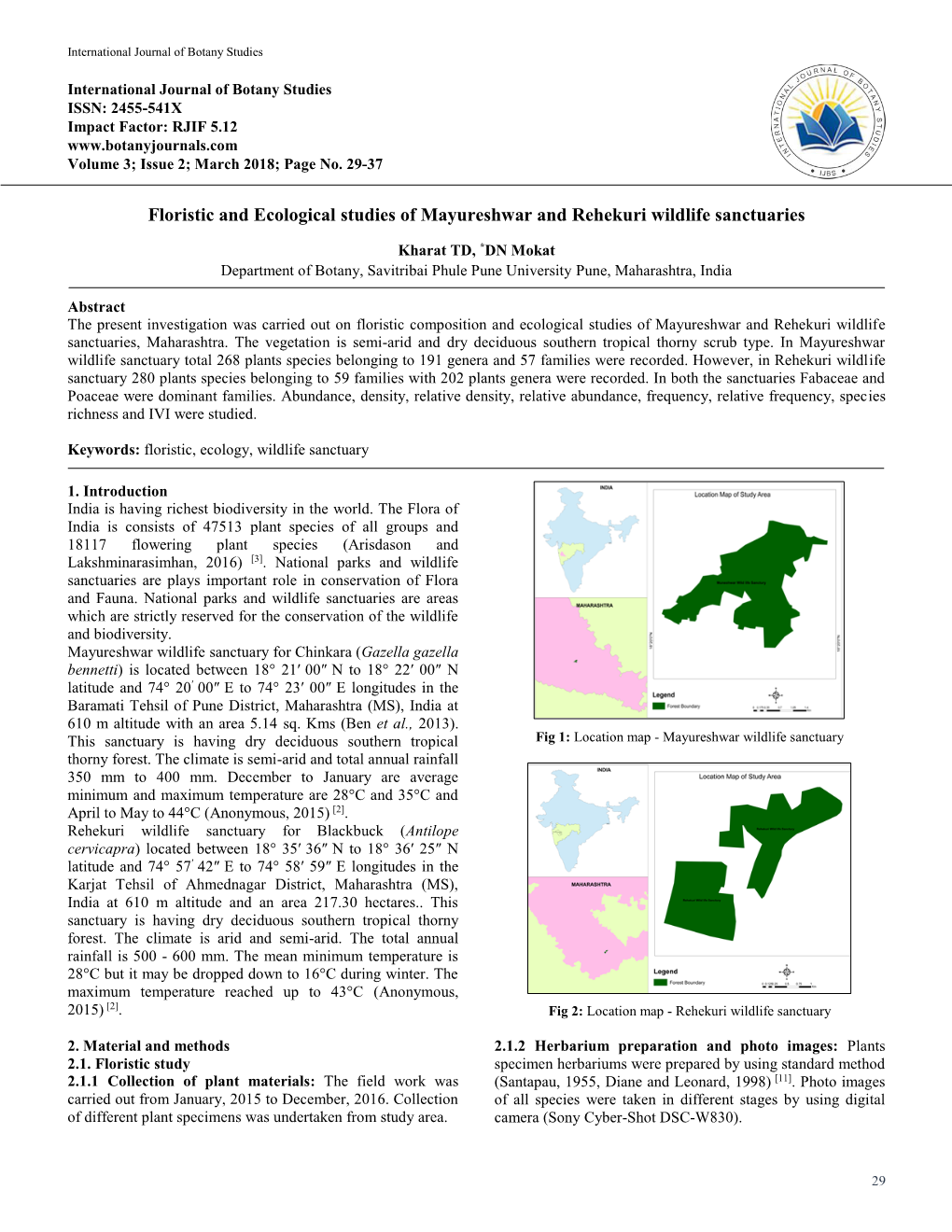 Floristic and Ecological Studies of Mayureshwar and Rehekuri Wildlife Sanctuaries