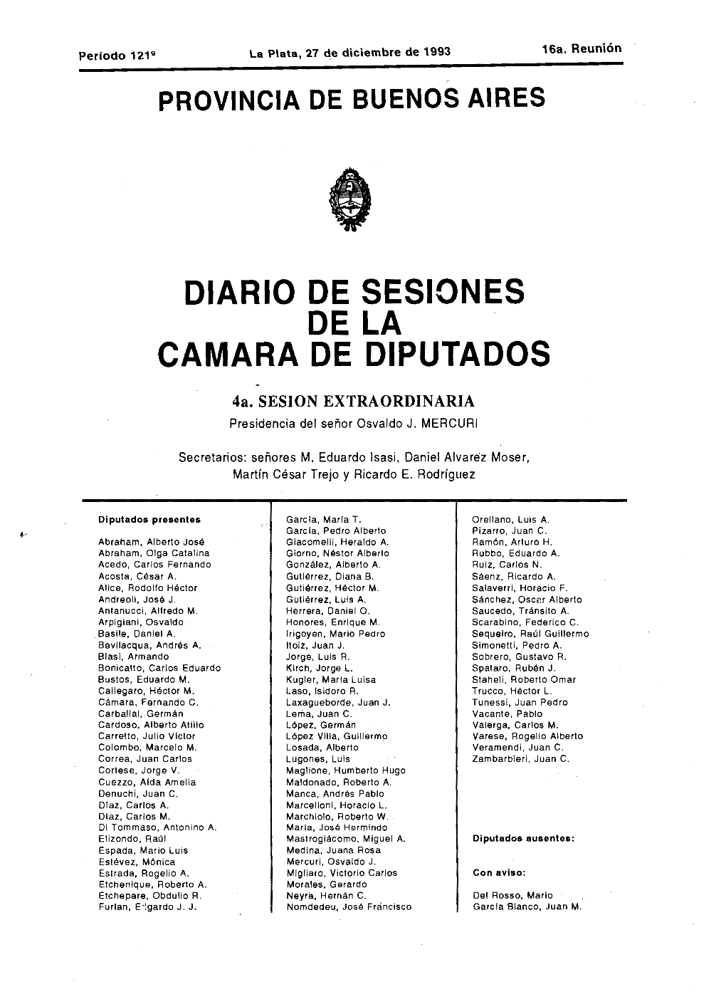 Diario De Sesiones De La Camara De Diputados