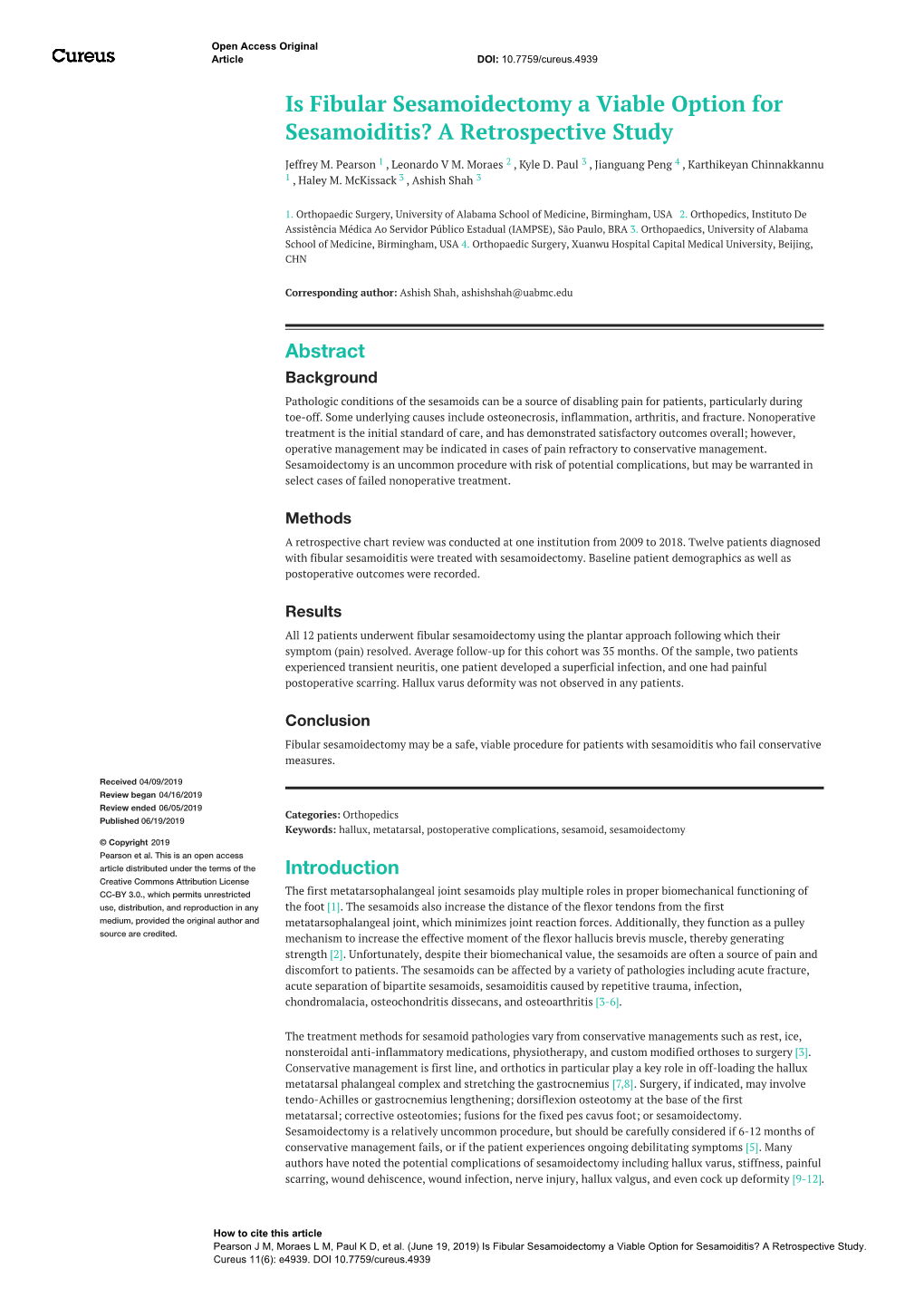 Is Fibular Sesamoidectomy a Viable Option for Sesamoiditis? a Retrospective Study