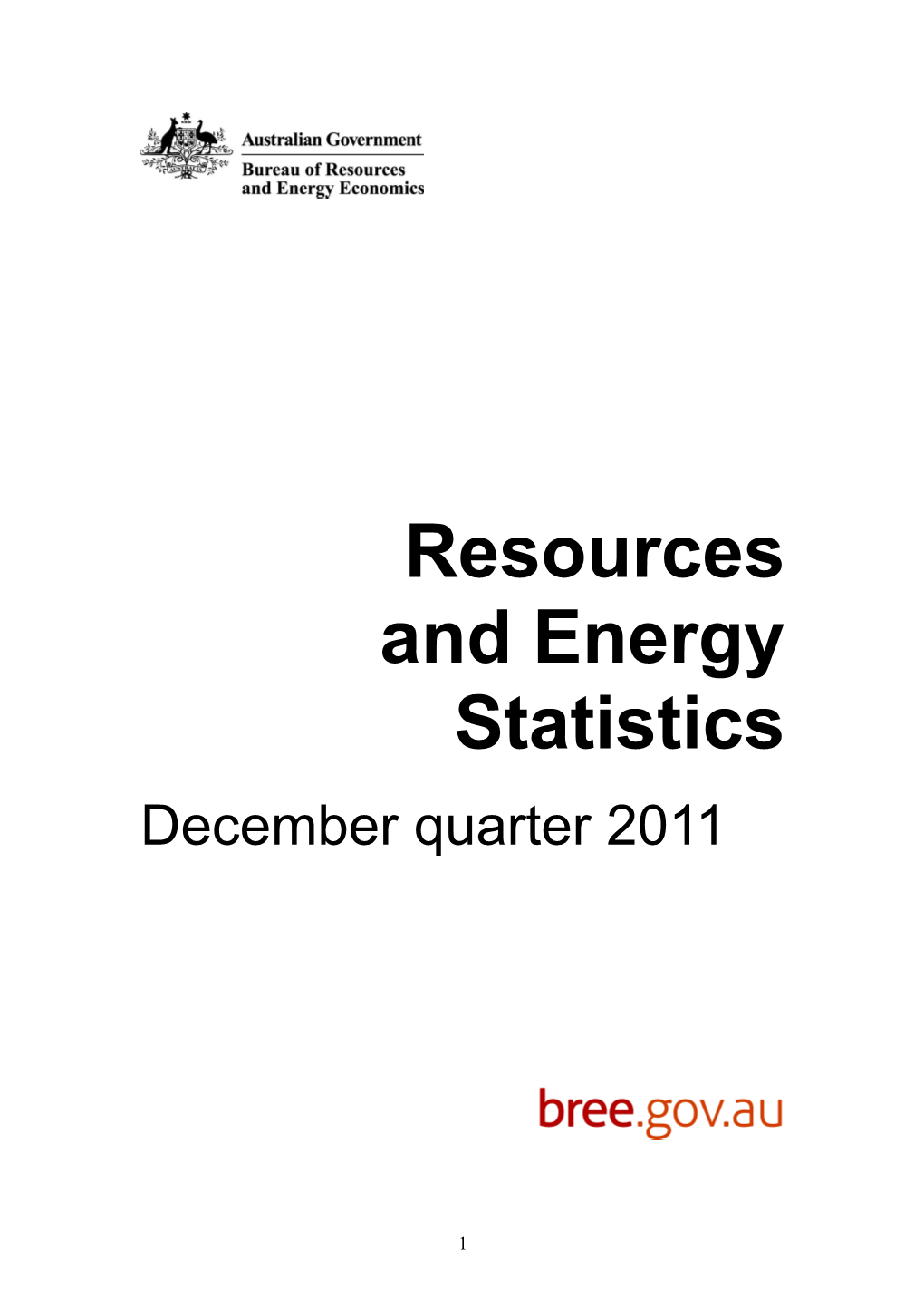 Resources and Energy Statistics - September Quarter 2011