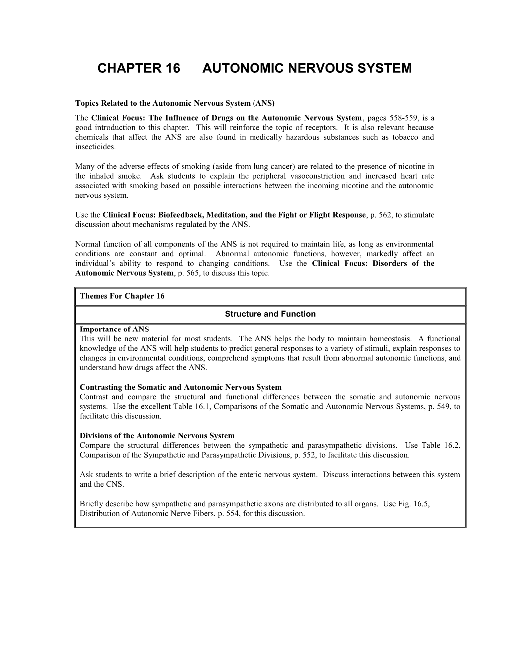 Chapter 16 Autonomic Nervous System