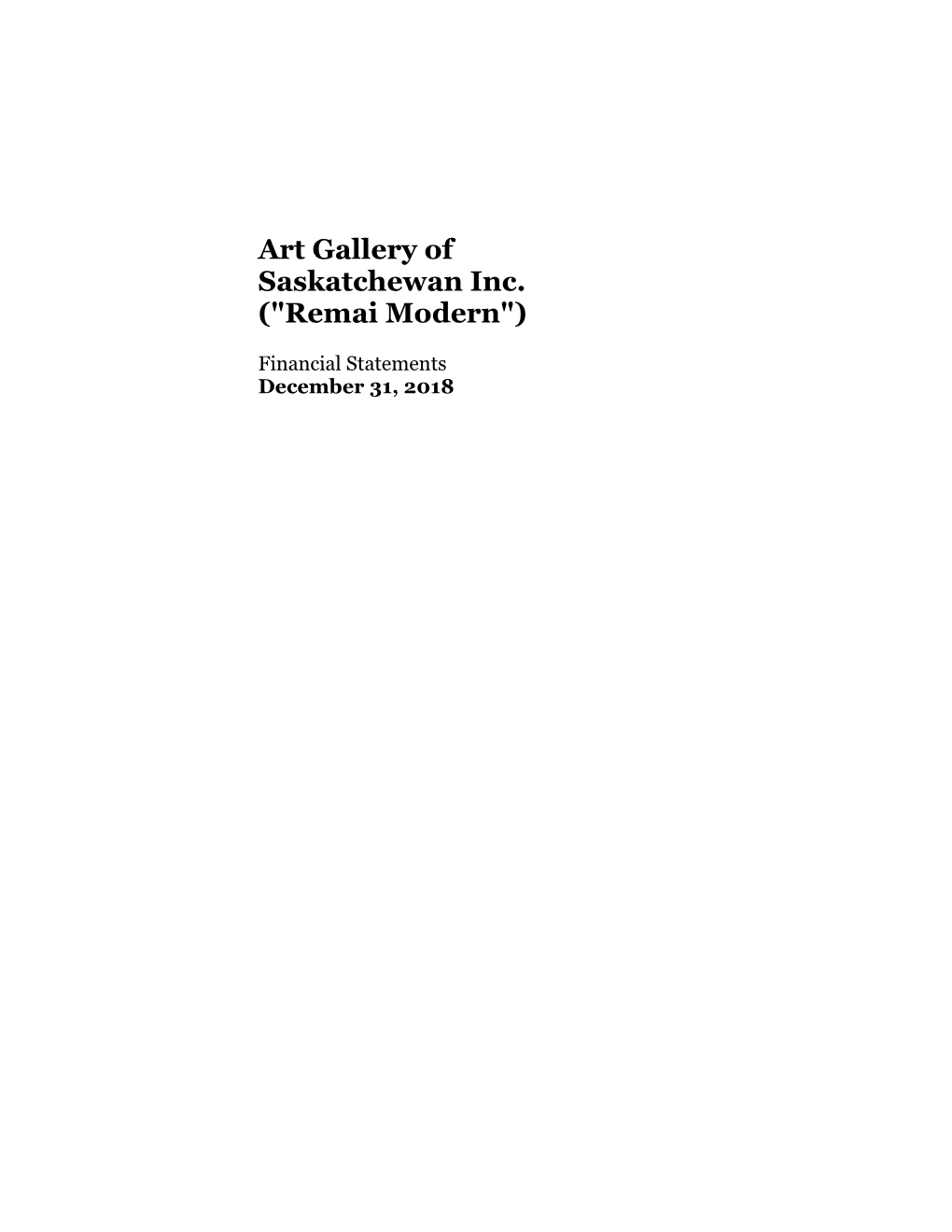 Art Gallery of Saskatchewan Inc. ("Remai Modern")