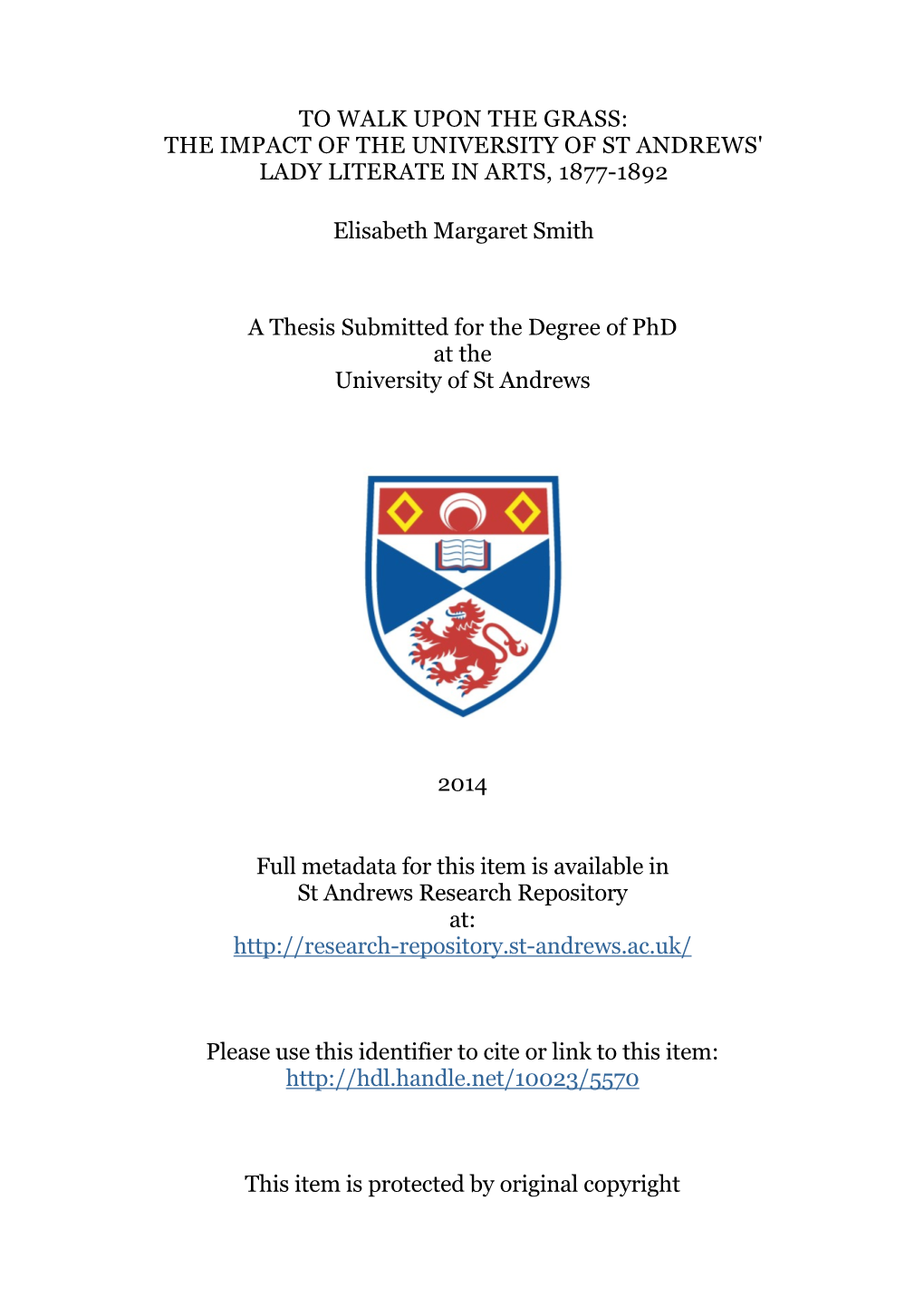 Elisabeth M. Smith Phd Thesis