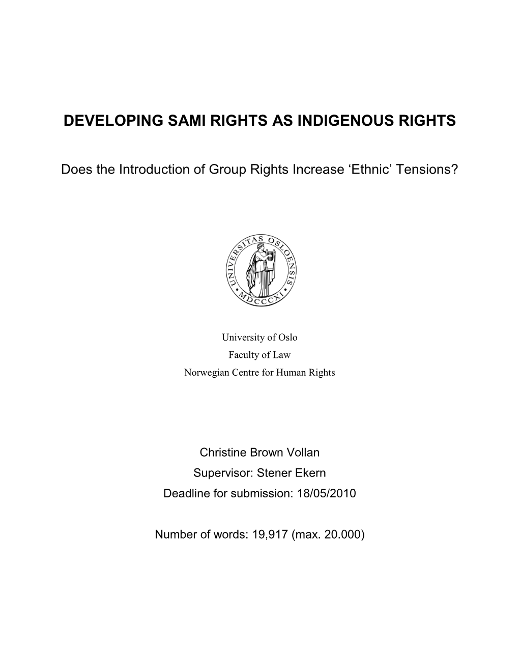 Developing Sami Rights As Indigenous Rights