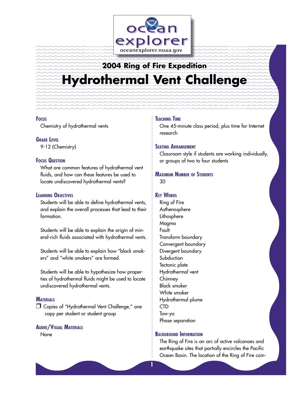 Hydrothermal Vent Challenge