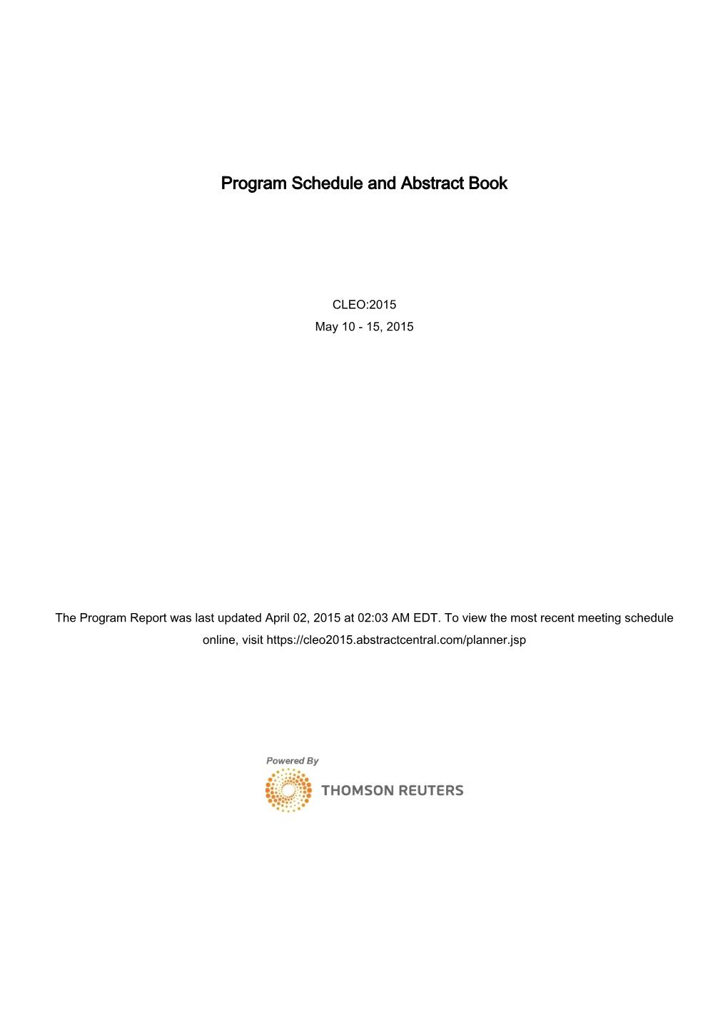 Program Schedule and Abstract Book