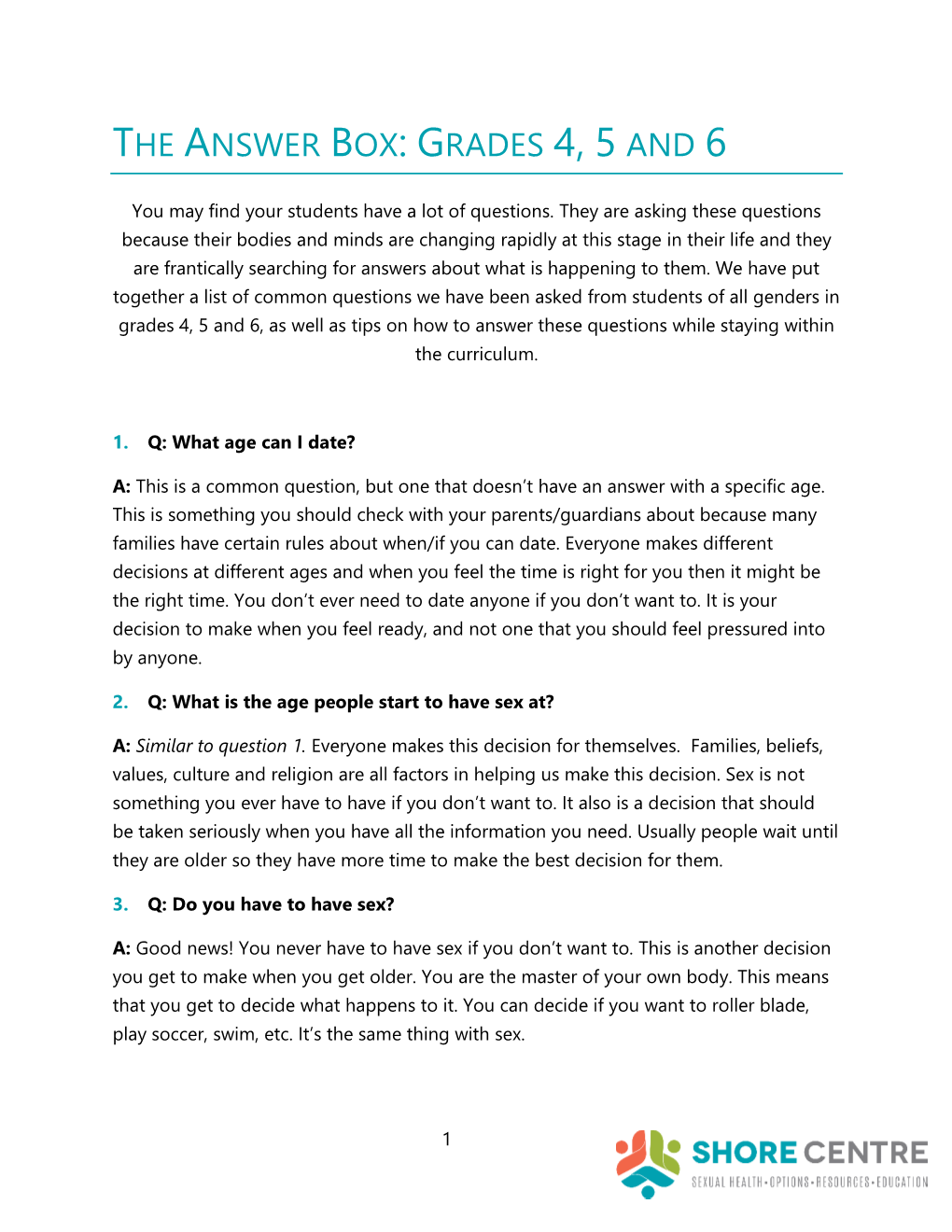 The Answer Box: Grades 4, 5 and 6