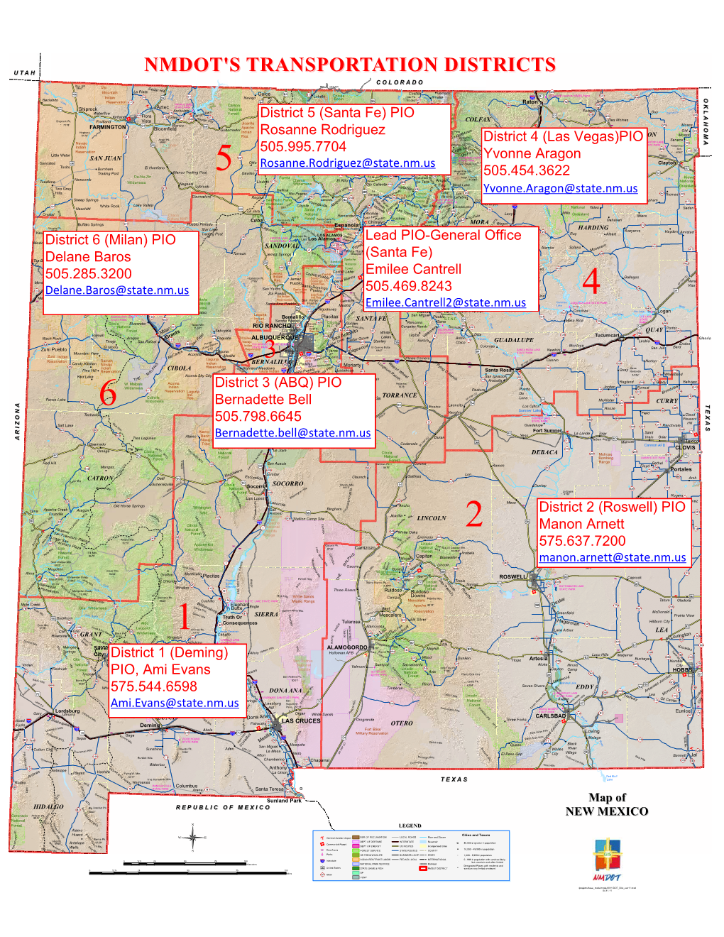 NMDOT's TRANSPORTATION DISTRICTS COLORADO Blue Hill C&T RR 5863' Ute # Ce Dar H Rron S La Plata Ill S ! A