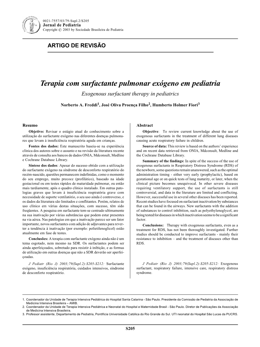 Exogenous Surfactant Therapy in Pediatrics