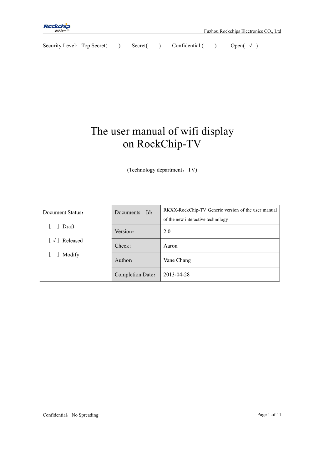 发布\RK3188 Doc\The User Manual of Wifi Display