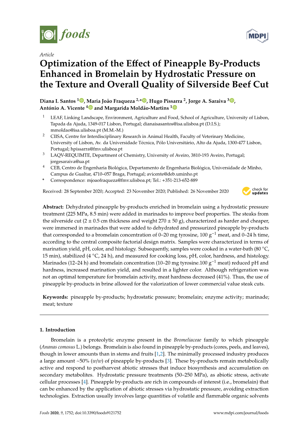 Optimization of the Effect of Pineapple By-Products Enhanced In