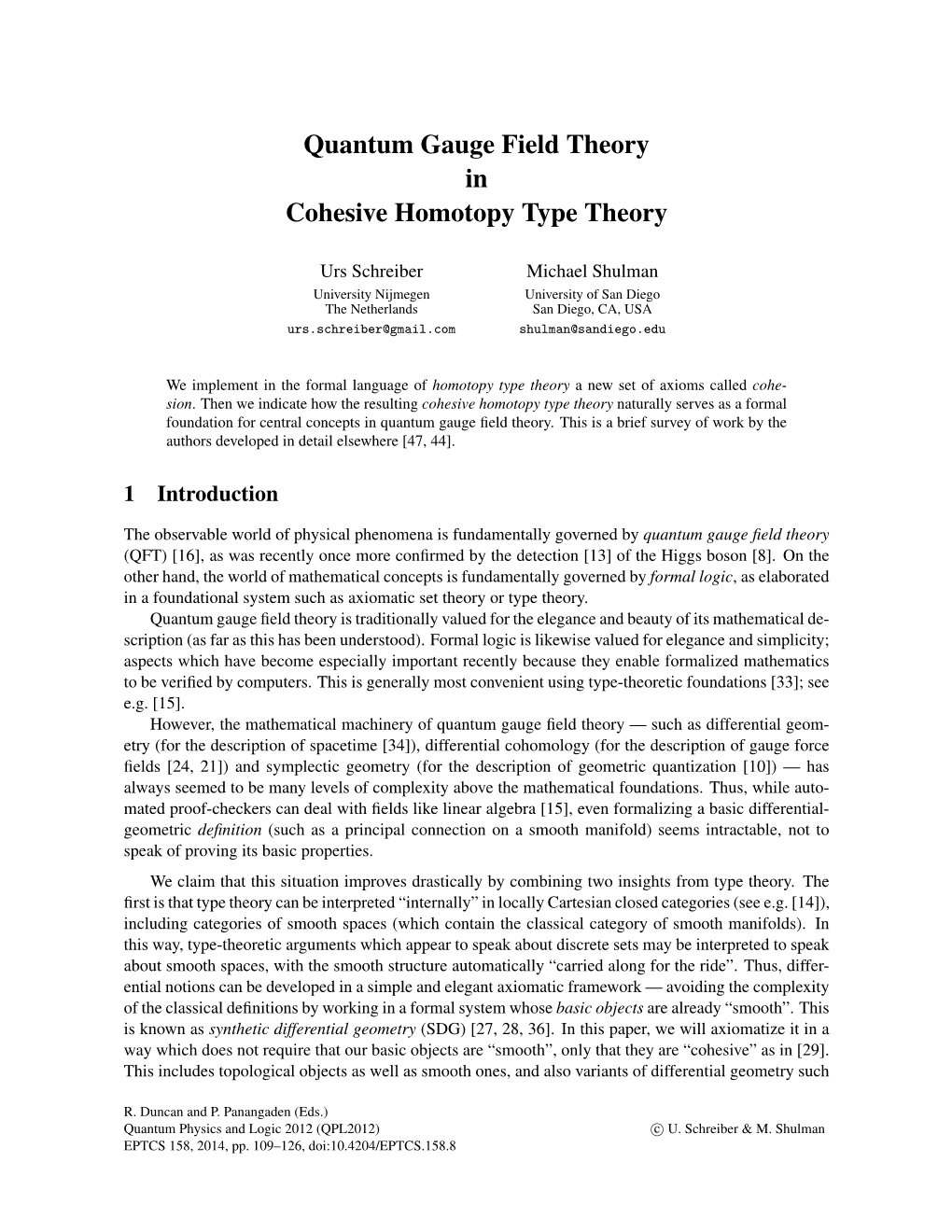 Quantum Gauge Field Theory in Cohesive Homotopy Type Theory