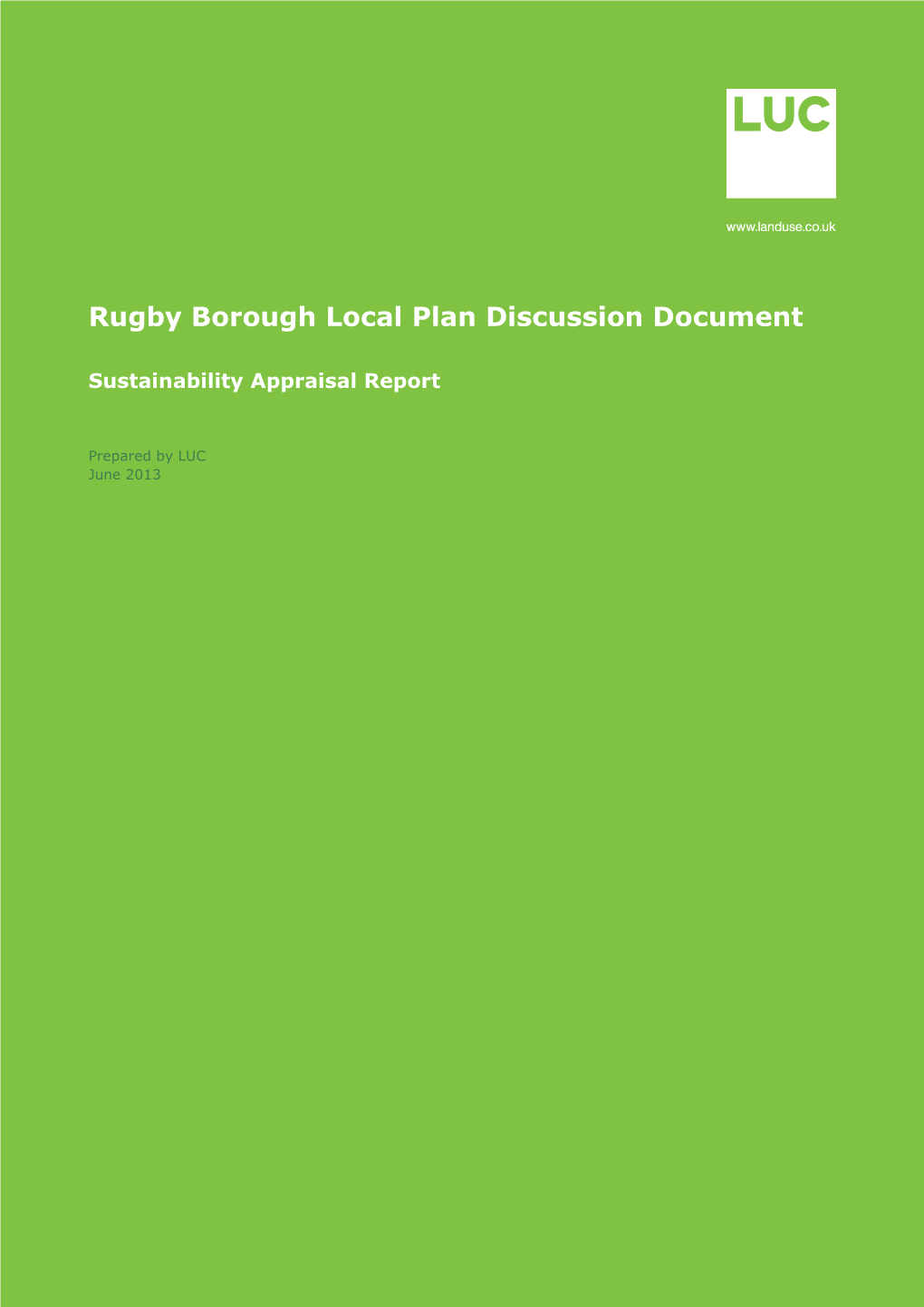 Rugby Borough Plan SA\Discussion Document\5676 Rugbyboroughplansareport 20130412 V3.Doc