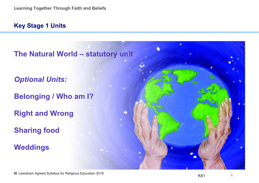 The Natural World – Statutory Unit Optional Units: Belonging / Who Am I?