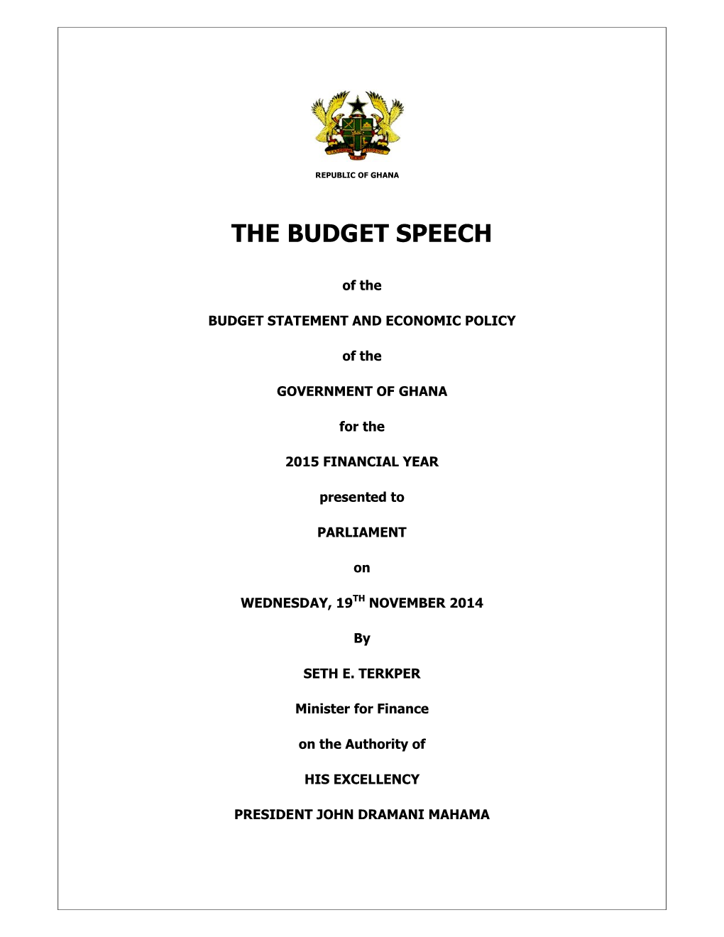 2. 2015 Budget Speech