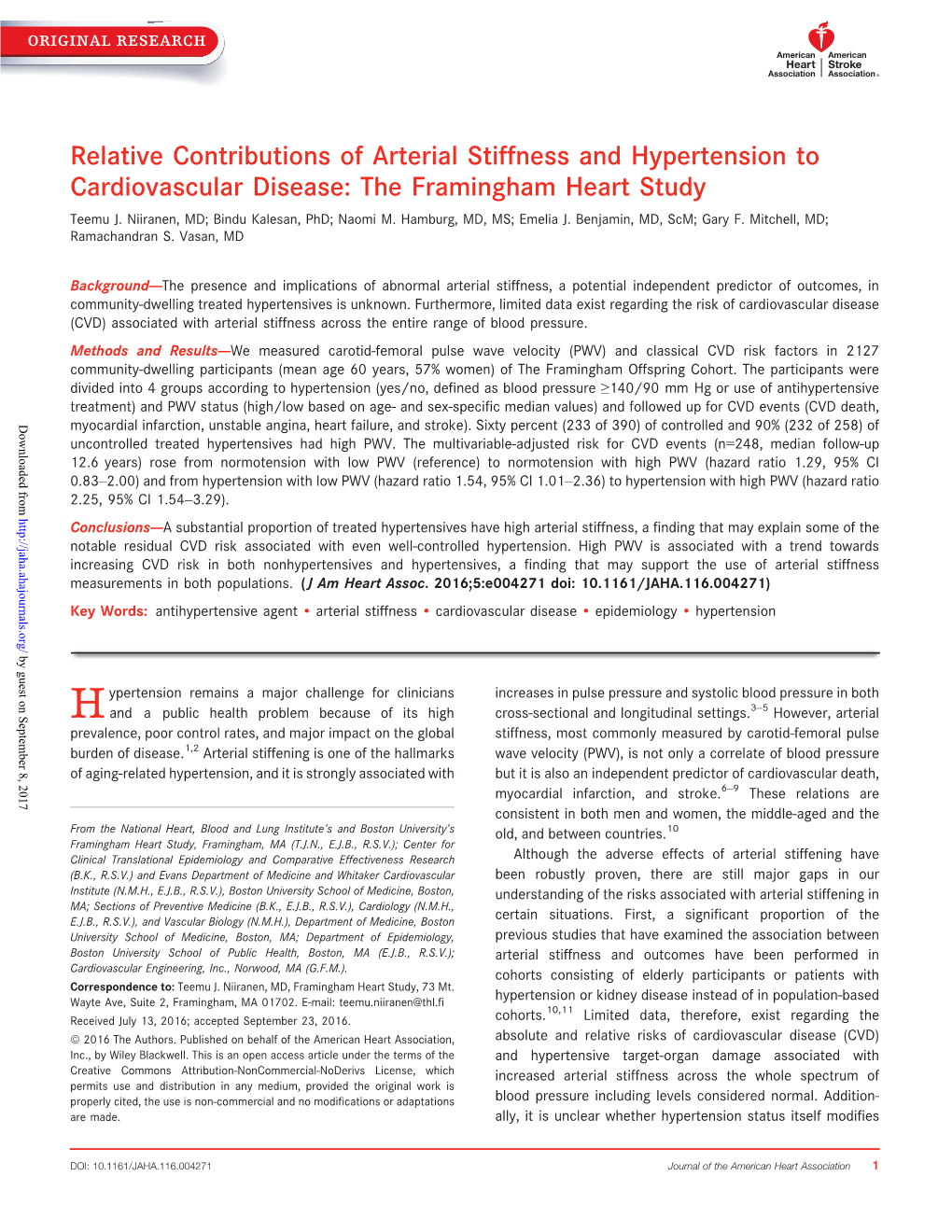 The Framingham Heart Study Teemu J