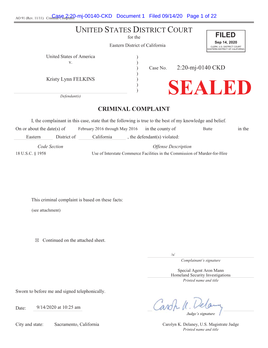 Download Felkins Criminal Complaint.Pdf