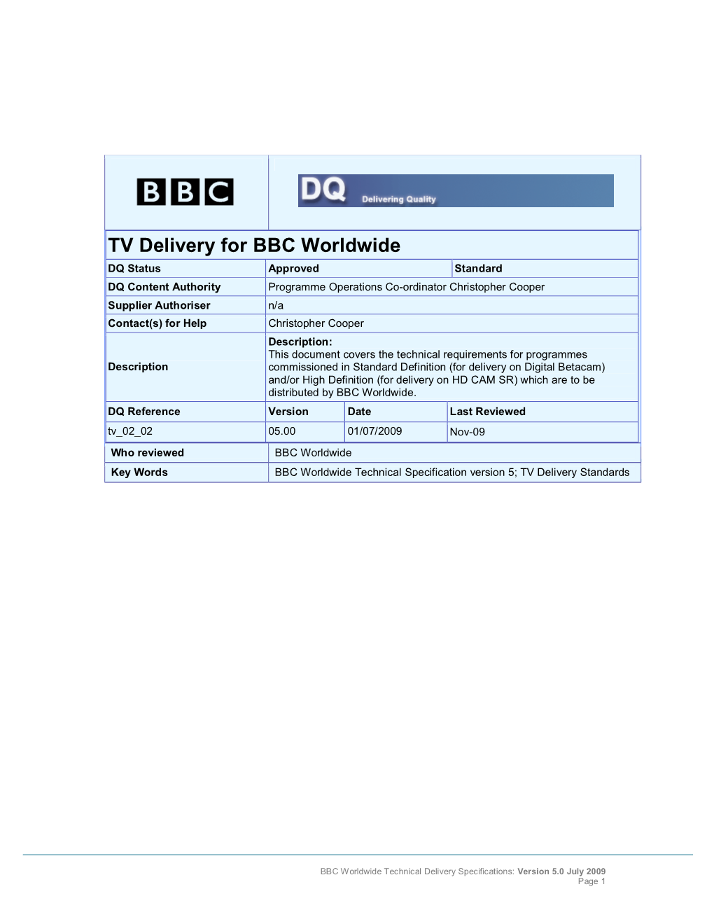 TV Delivery for BBC Worldwide