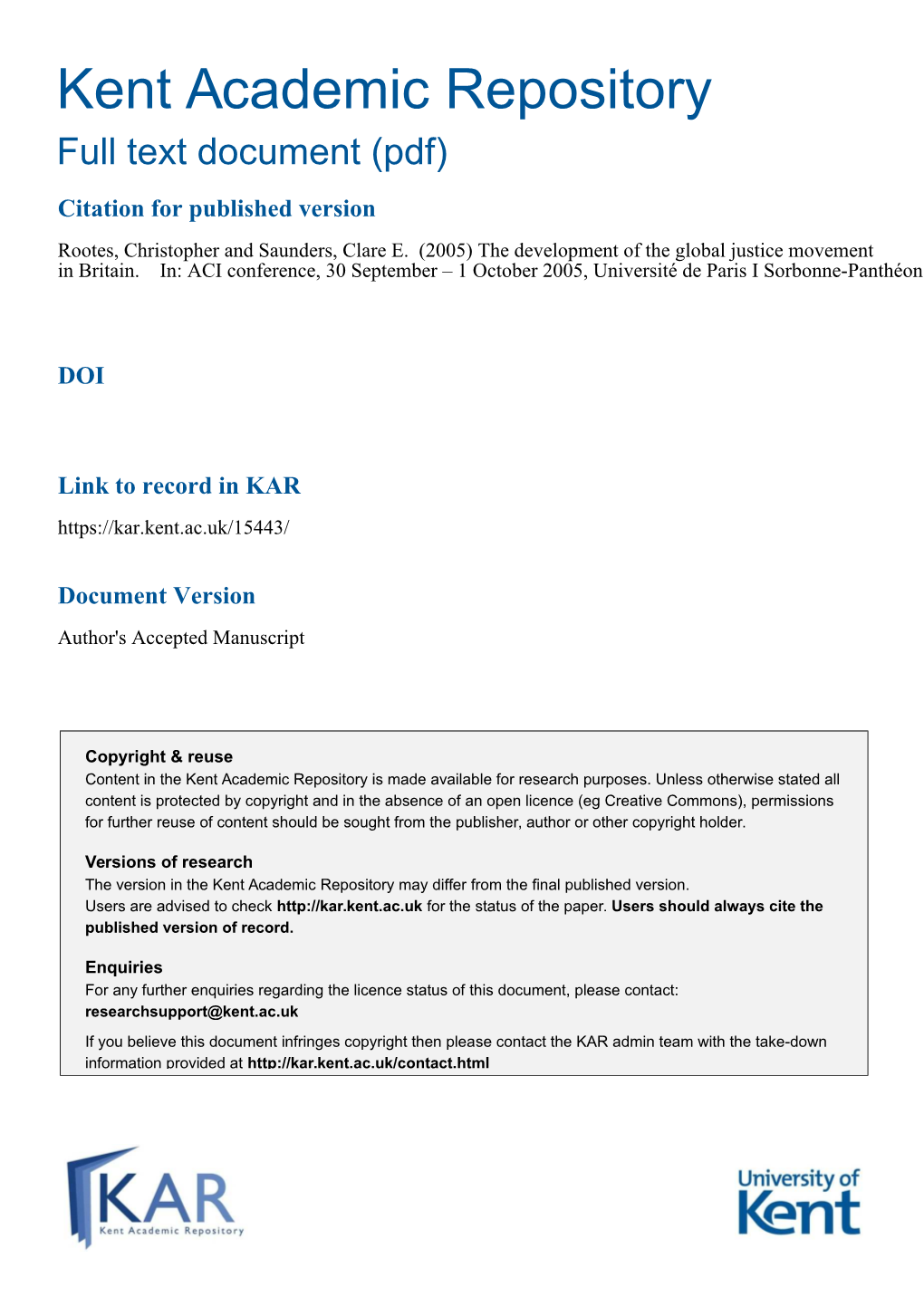 Rootes the Development of the Global.Pdf