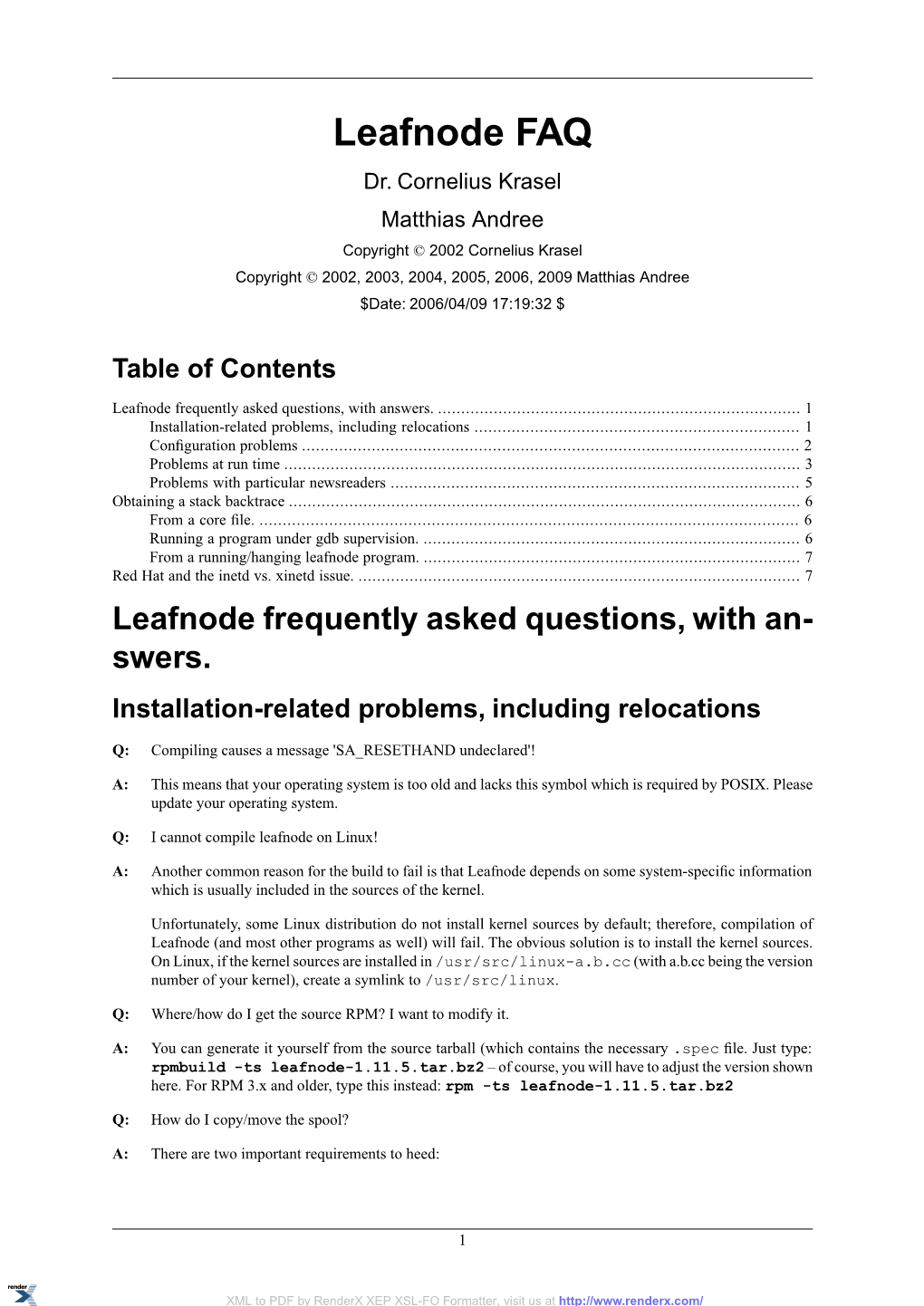 Leafnode FAQ Dr