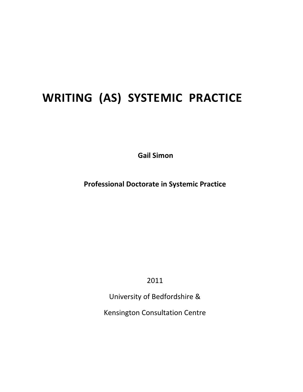 Writing (As) Systemic Practice