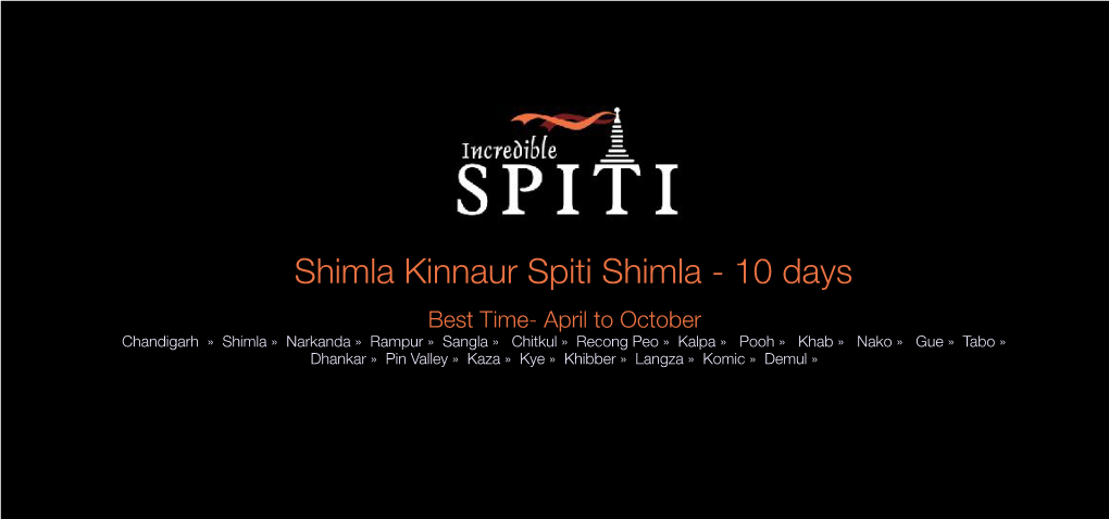 Shimla-Kinnaur-Spiti-Shimla 10 Days.Key