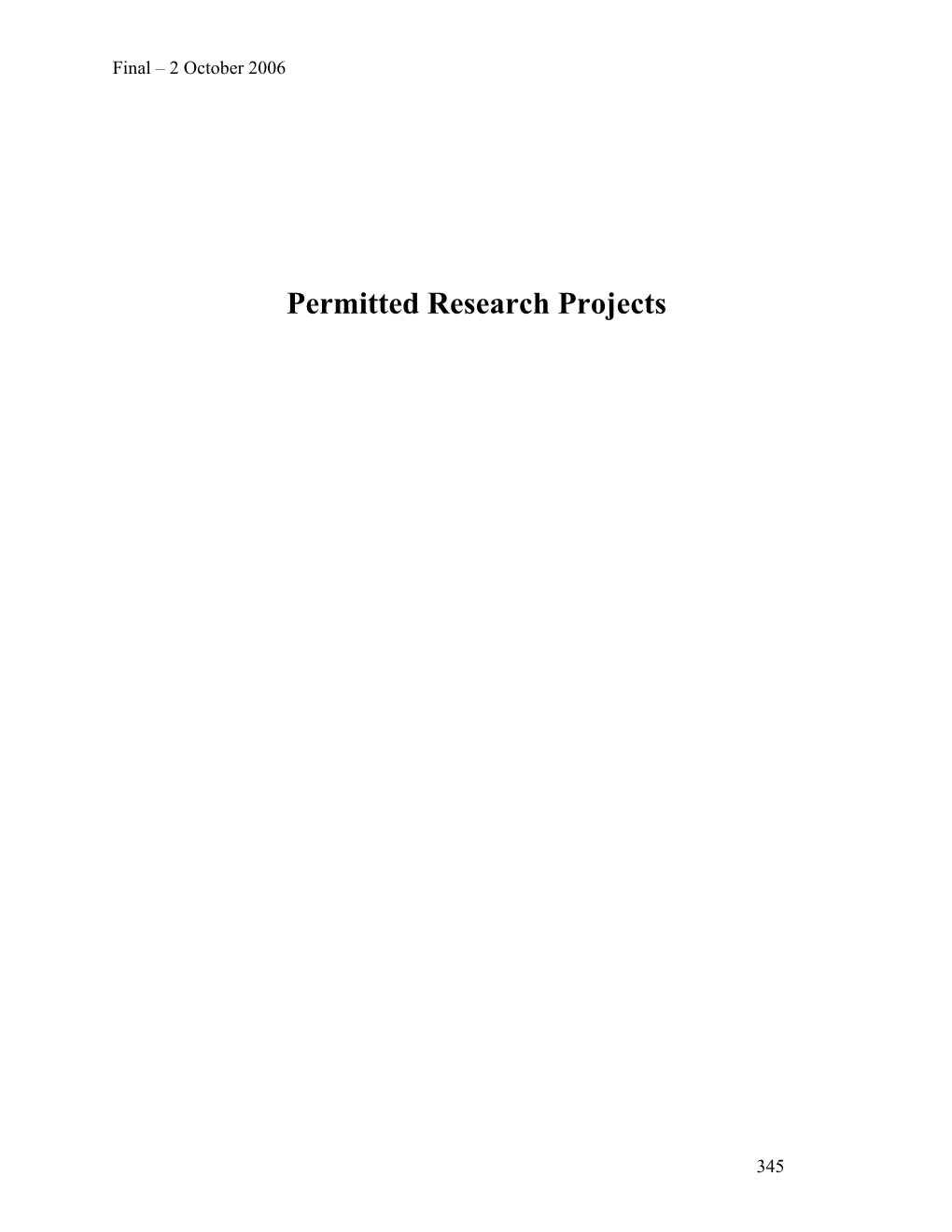 Permitted Research Projects