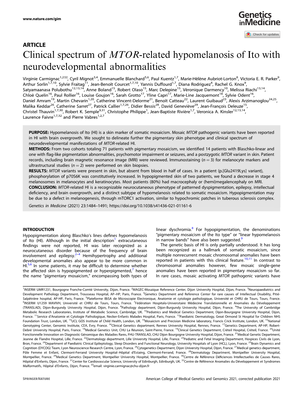 Clinical Spectrum of MTOR-Related Hypomelanosis of Ito With