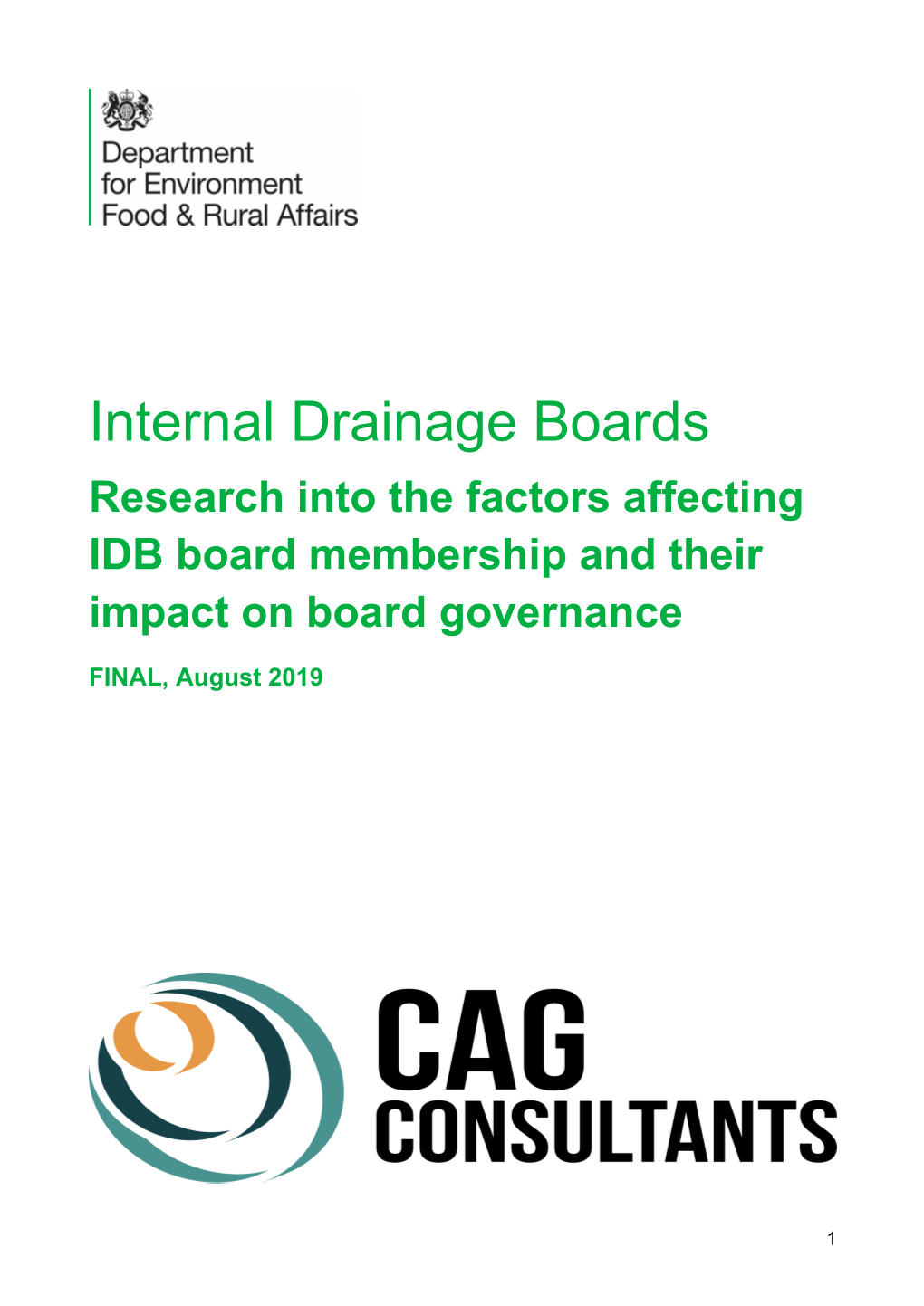 Internal Drainage Boards Research Into the Factors Affecting IDB Board Membership and Their Impact on Board Governance