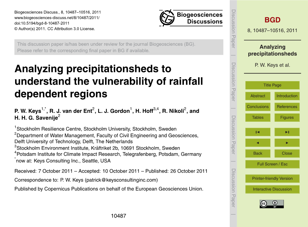 Analyzing Precipitationsheds to P