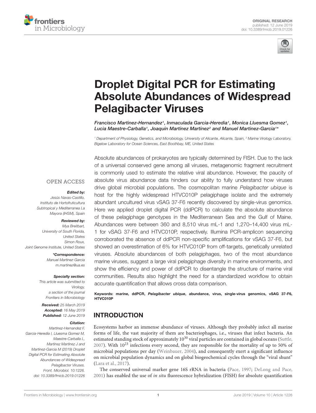 Droplet Digital PCR for Estimating Absolute Abundances of Widespread Pelagibacter Viruses